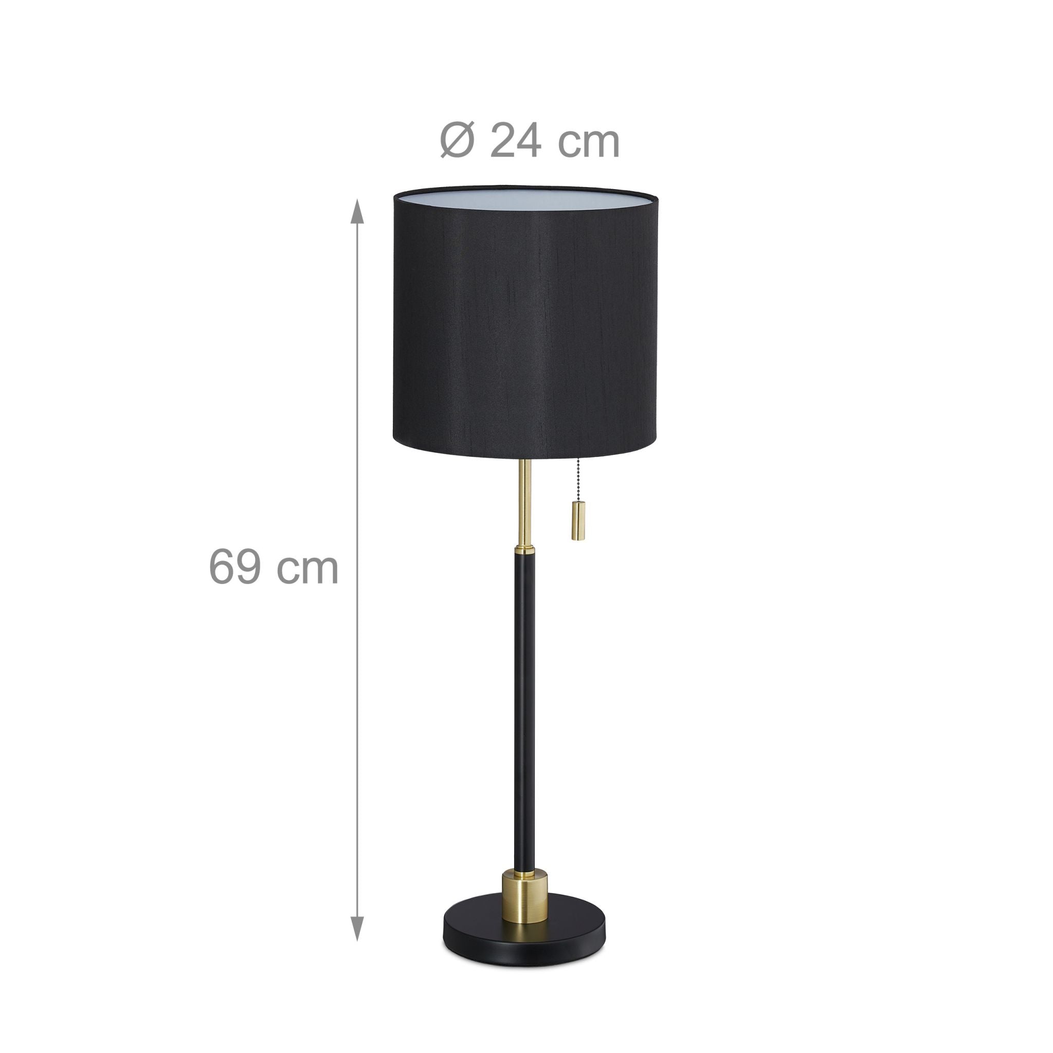 Tischlampe mit Zugschalter Gold-Schwarz von Relaxdays