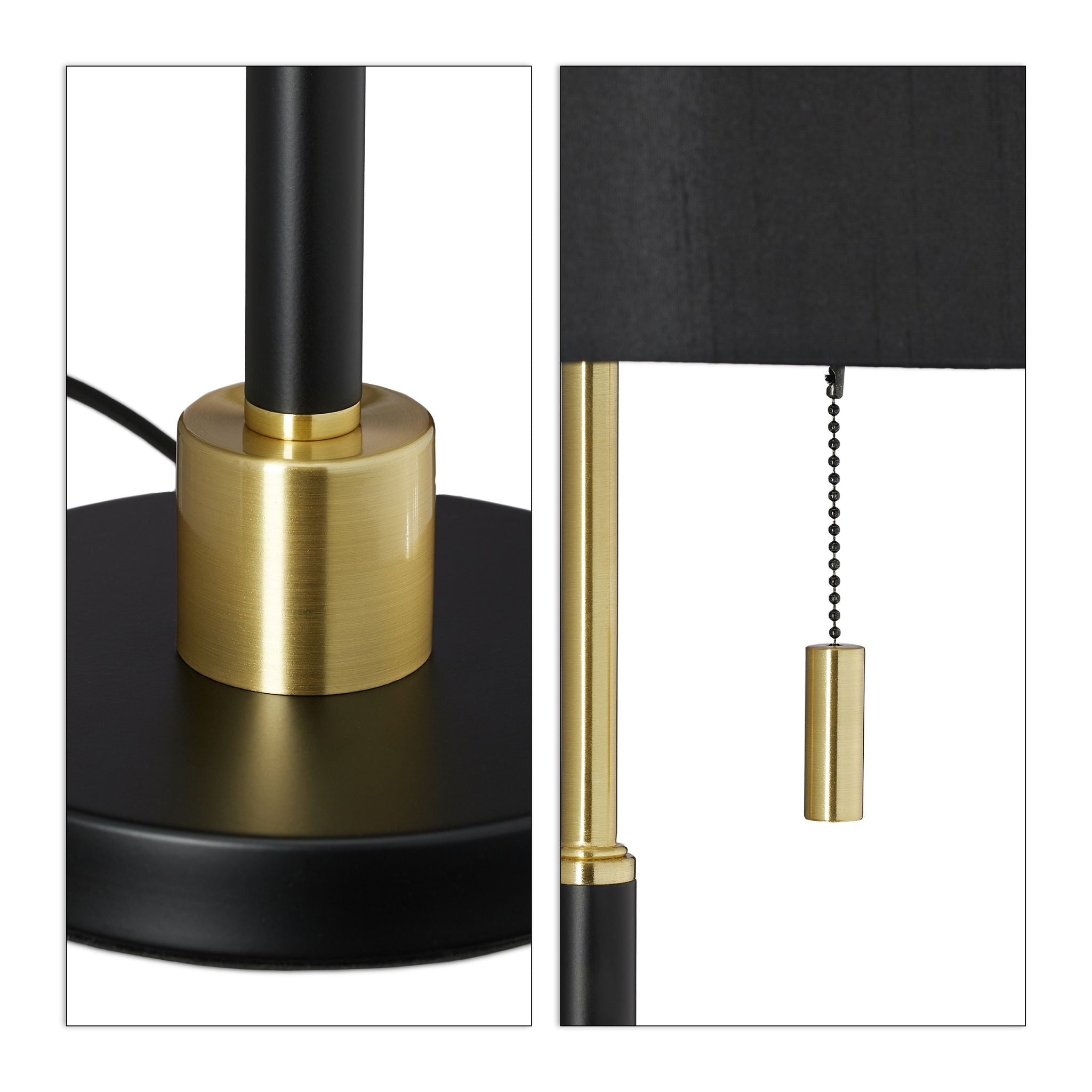 Tischlampe mit Zugschalter Gold-Schwarz von Relaxdays