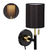 Wandleuchte mit Stoffschirm Gold-Schwarz von Relaxdays