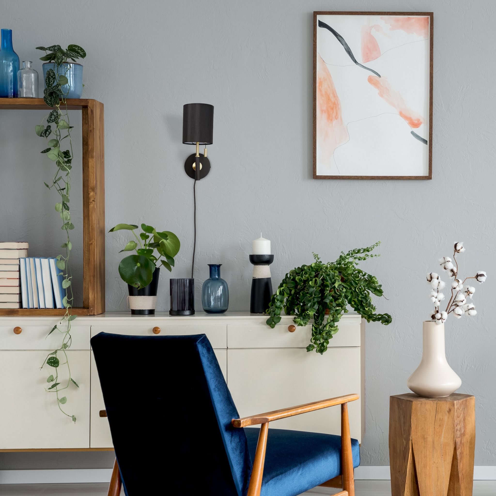 Wandleuchte mit Stoffschirm Gold-Schwarz von Relaxdays
