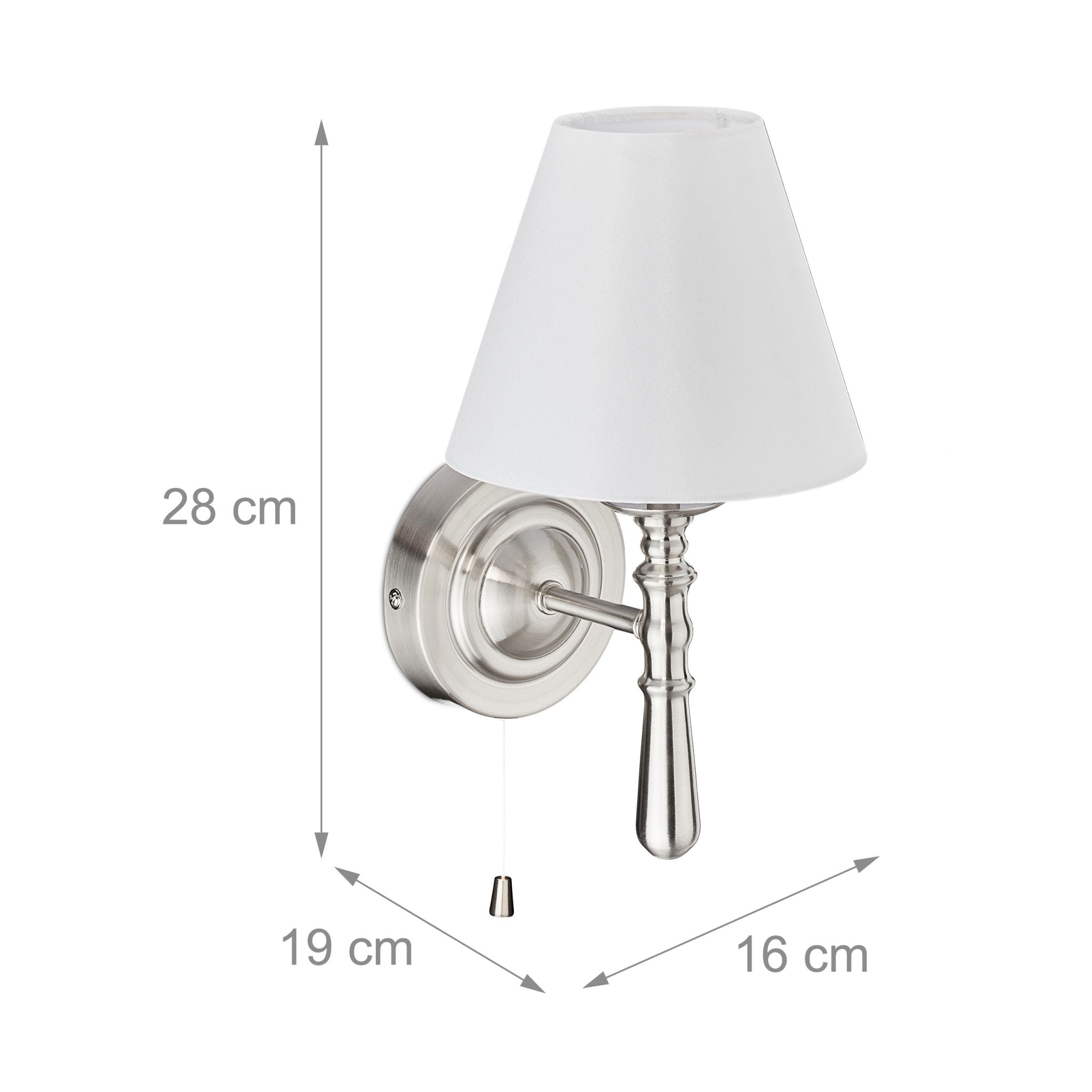 Wandlampe mit Schirm Weiss-Silber von Relaxdays