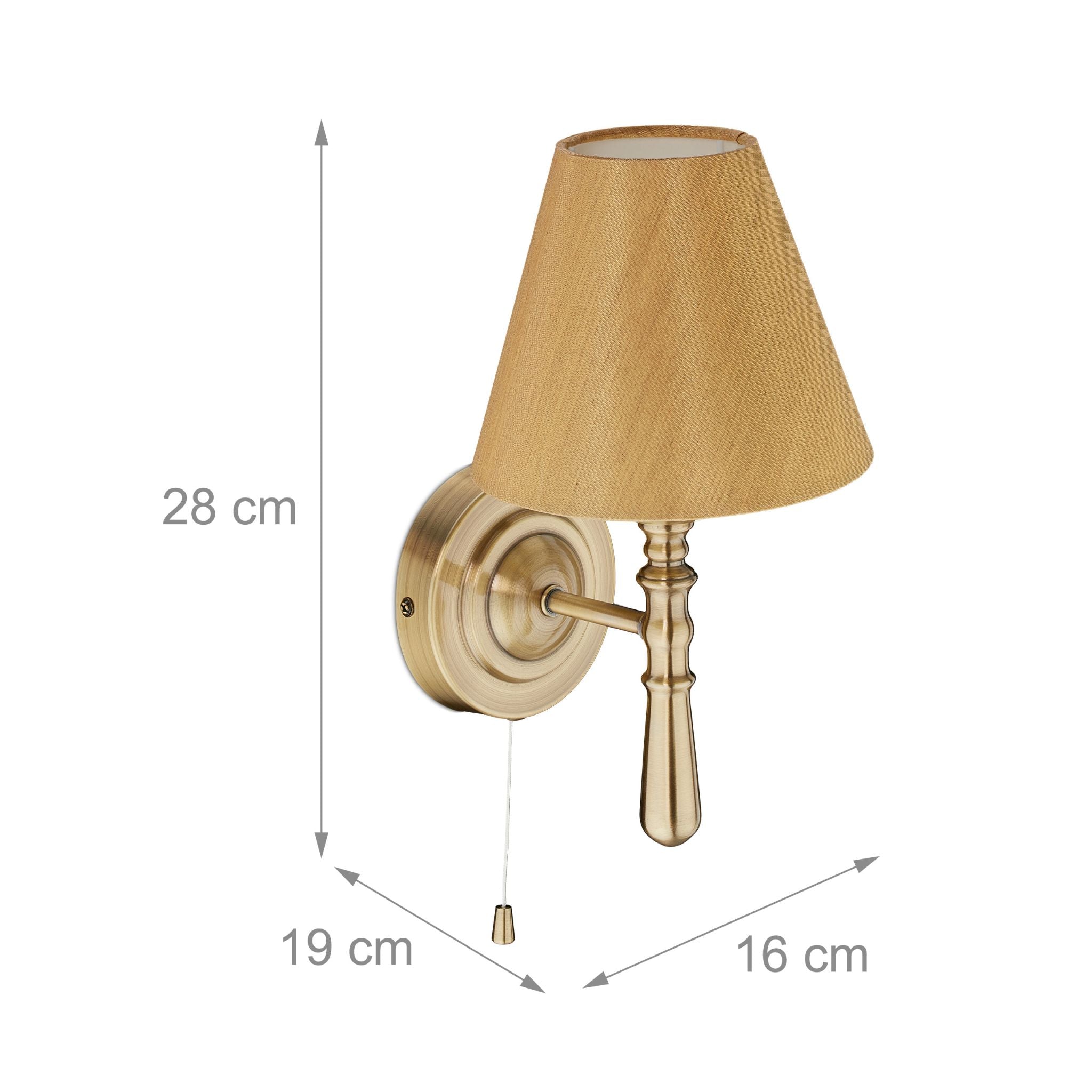Wandlampe mit Schirm Gold-Hellbraun von Relaxdays