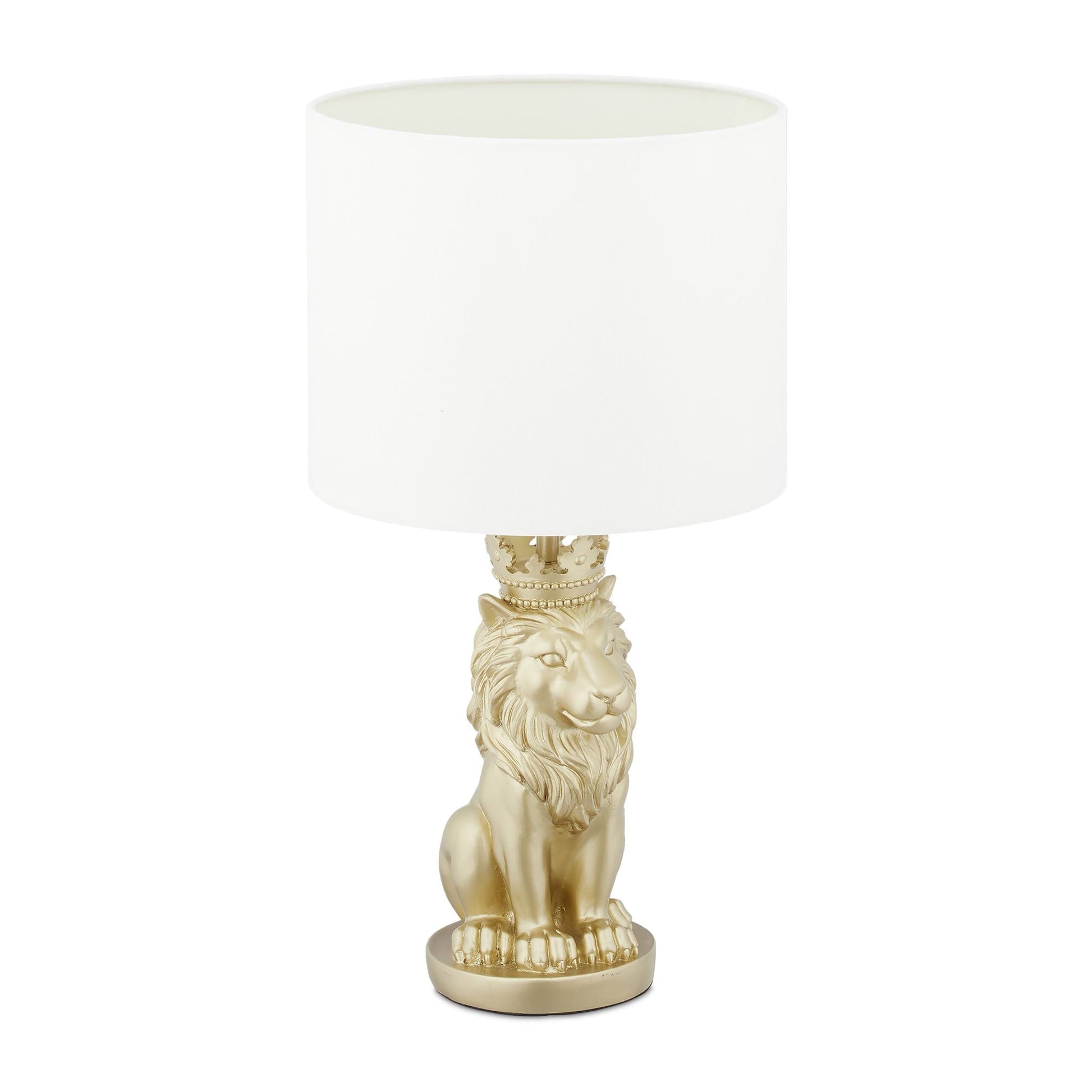 Tischlampe Löwe Weiss-Gold von Relaxdays