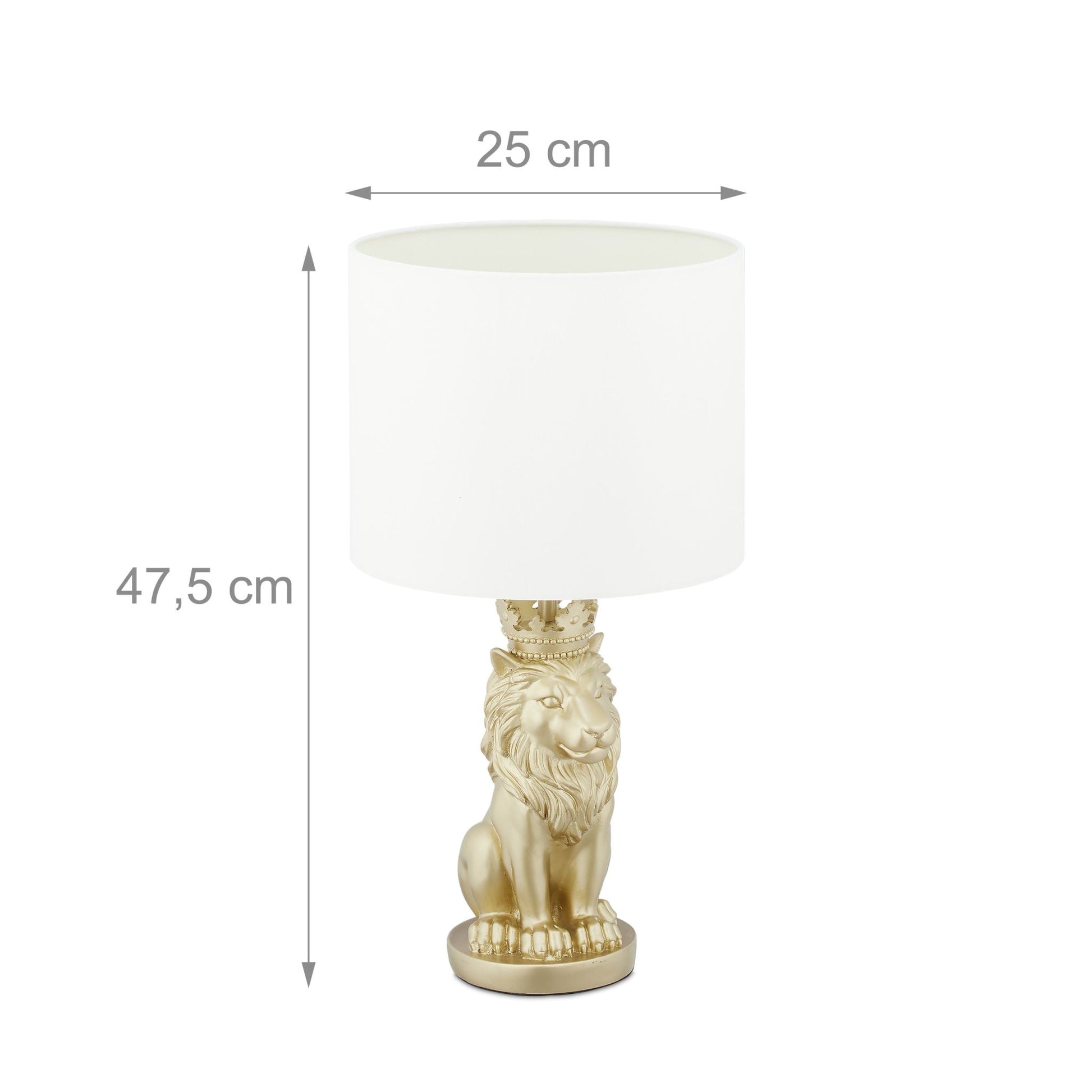 Tischlampe Löwe Weiss-Gold von Relaxdays