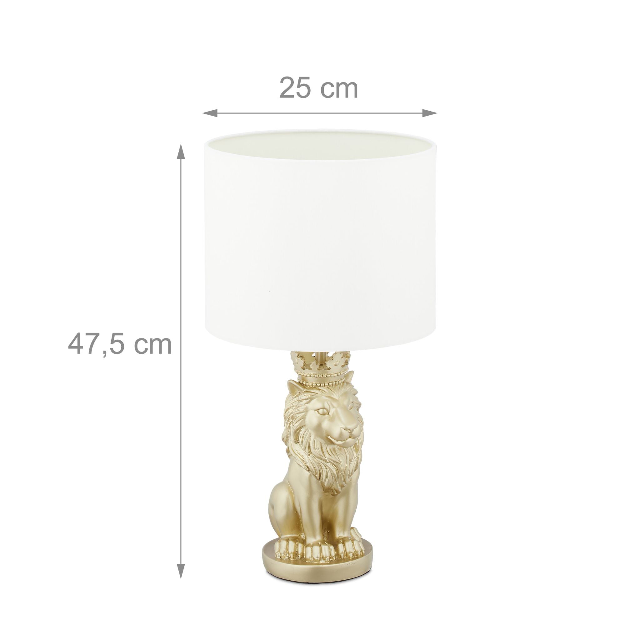 Tischlampe Löwe Weiss-Gold von Relaxdays