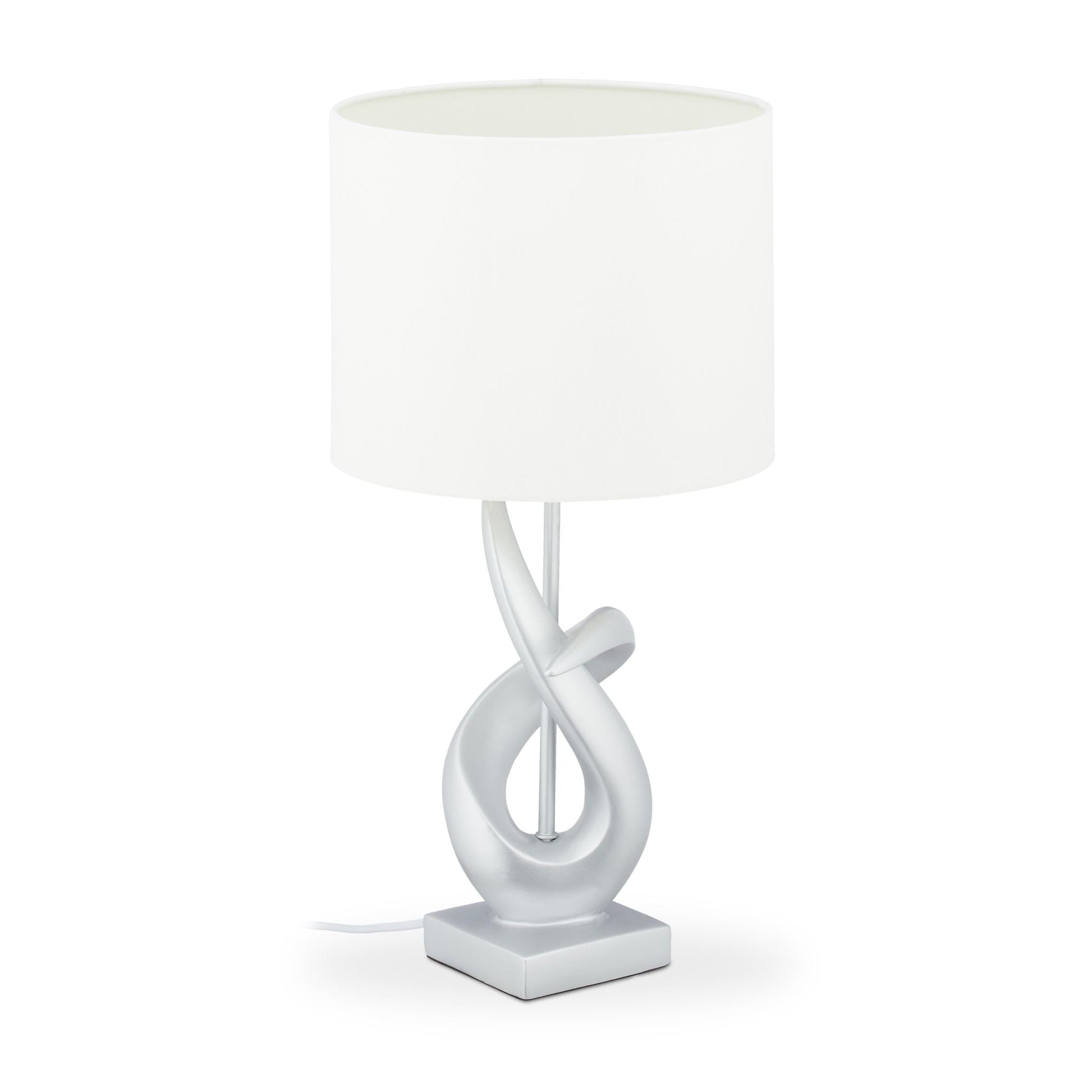 Tischlampe modern silber Weiss-Silber von Relaxdays