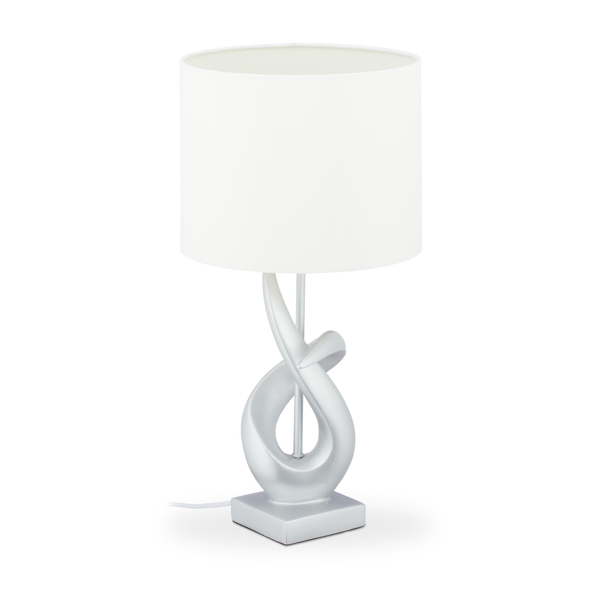 Tischlampe modern silber Weiss-Silber von Relaxdays
