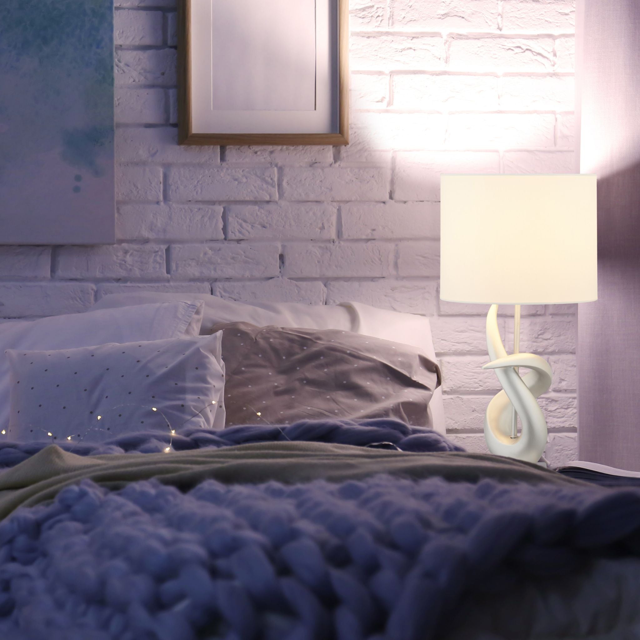 Tischlampe modern silber Weiss-Silber von Relaxdays