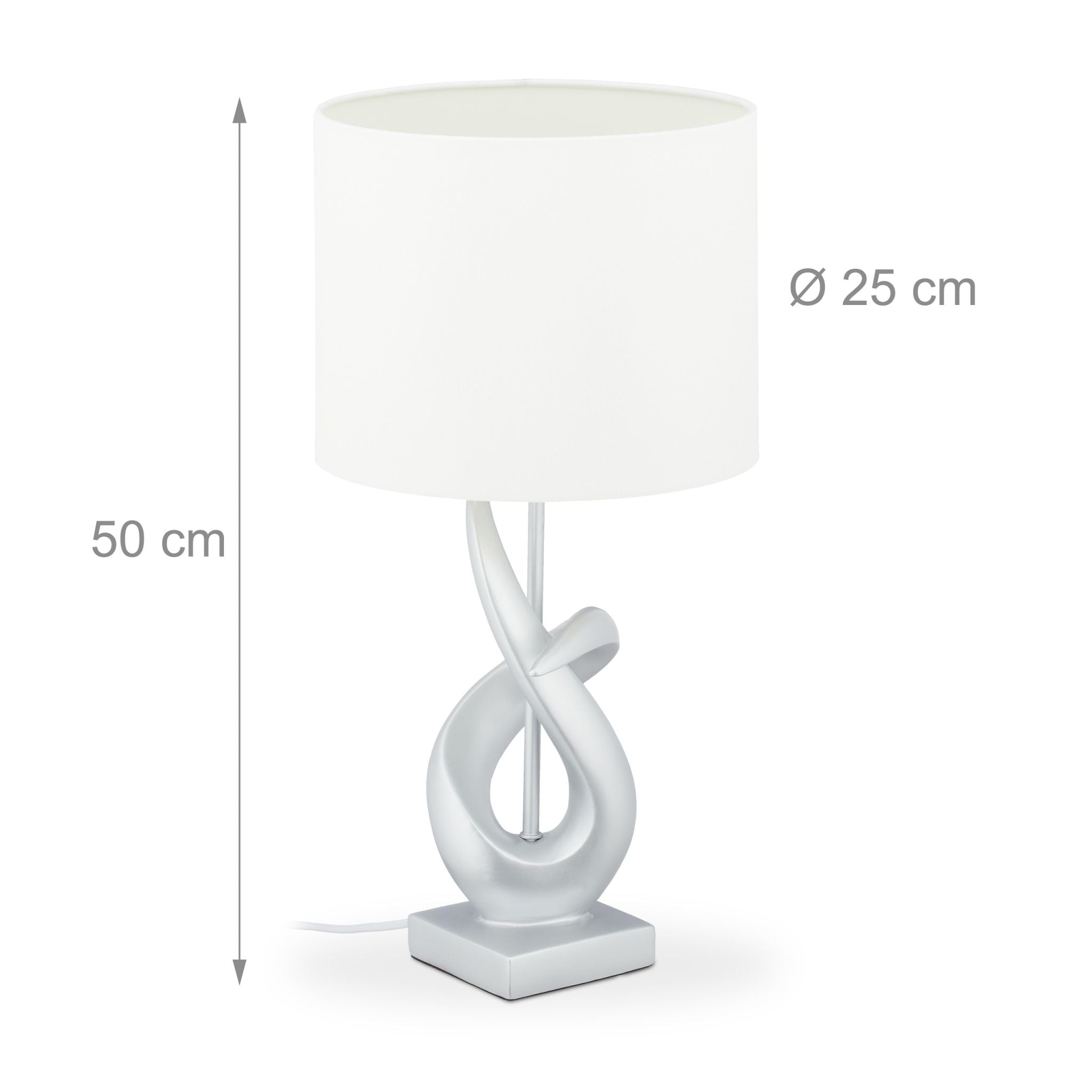 Tischlampe modern silber Weiss-Silber von Relaxdays