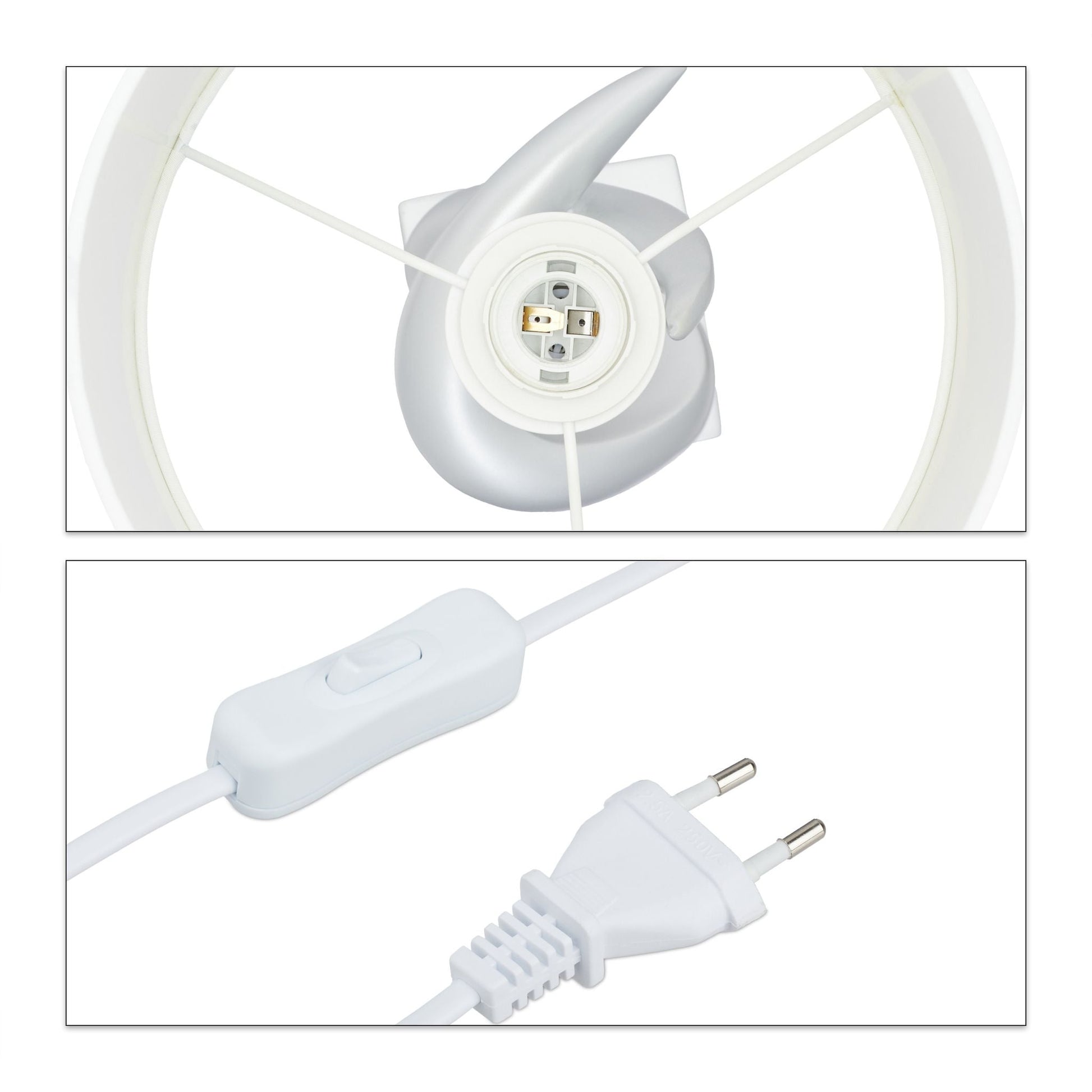 Tischlampe modern silber Weiss-Silber von Relaxdays