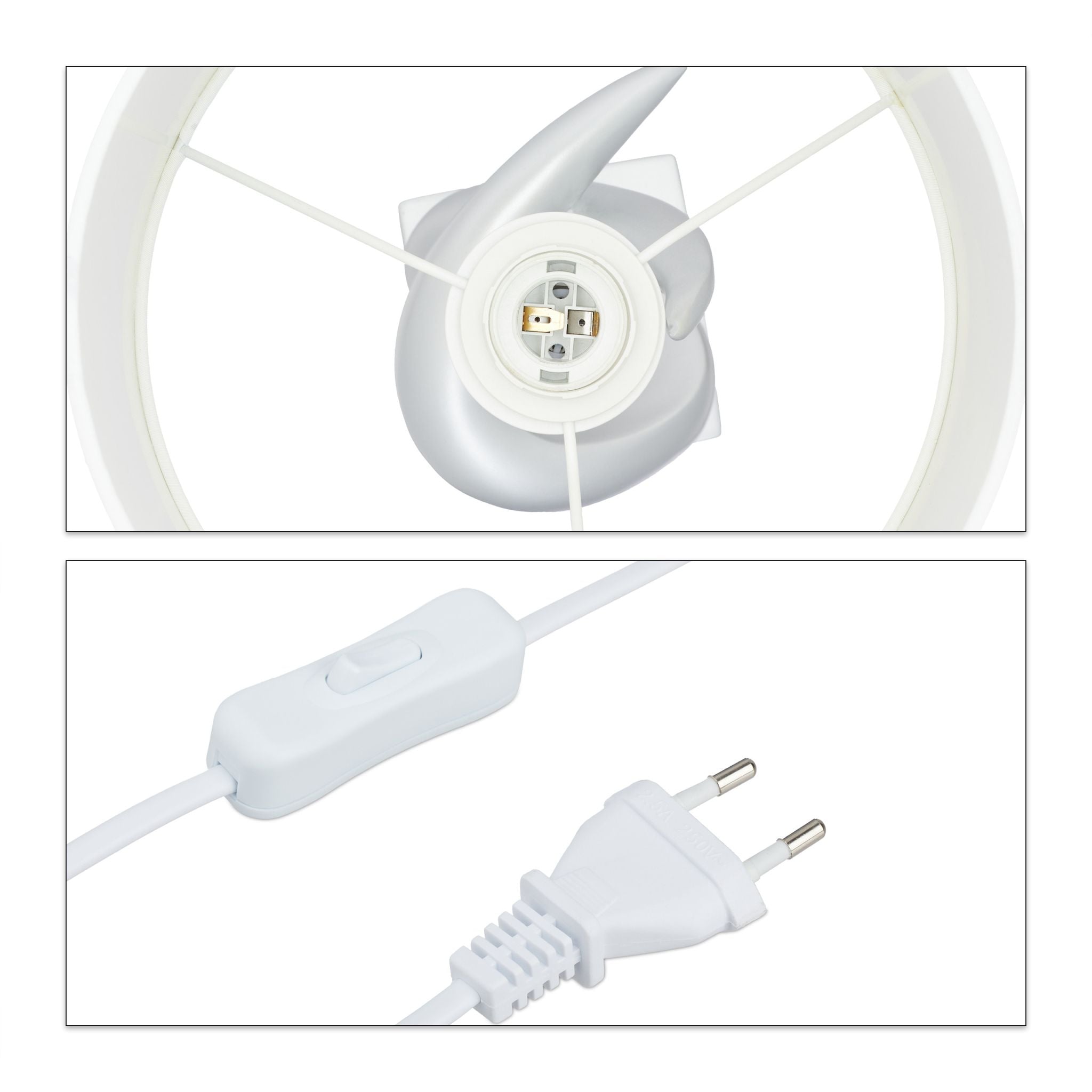 Tischlampe modern silber Weiss-Silber von Relaxdays