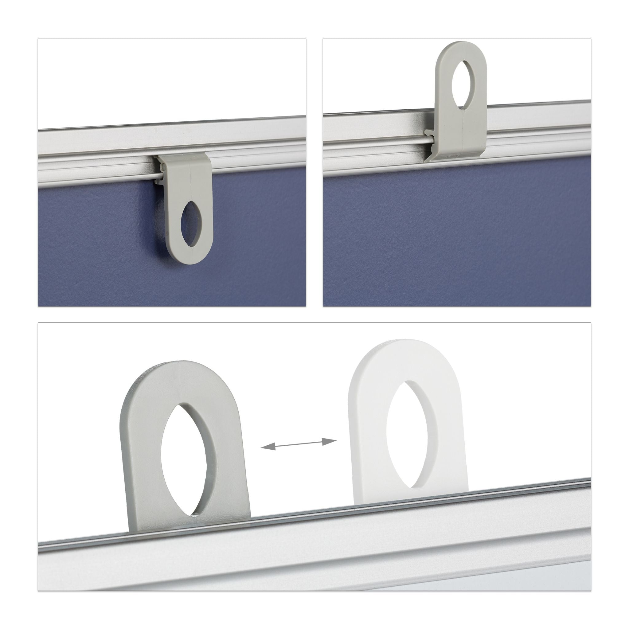 Kombitafel Pinnwand & Magnettafel Weiss-Hellbraun-Silber von Relaxdays