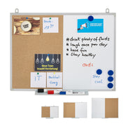 Kombitafel Pinnwand & Magnettafel Weiss-Hellbraun-Silber von Relaxdays