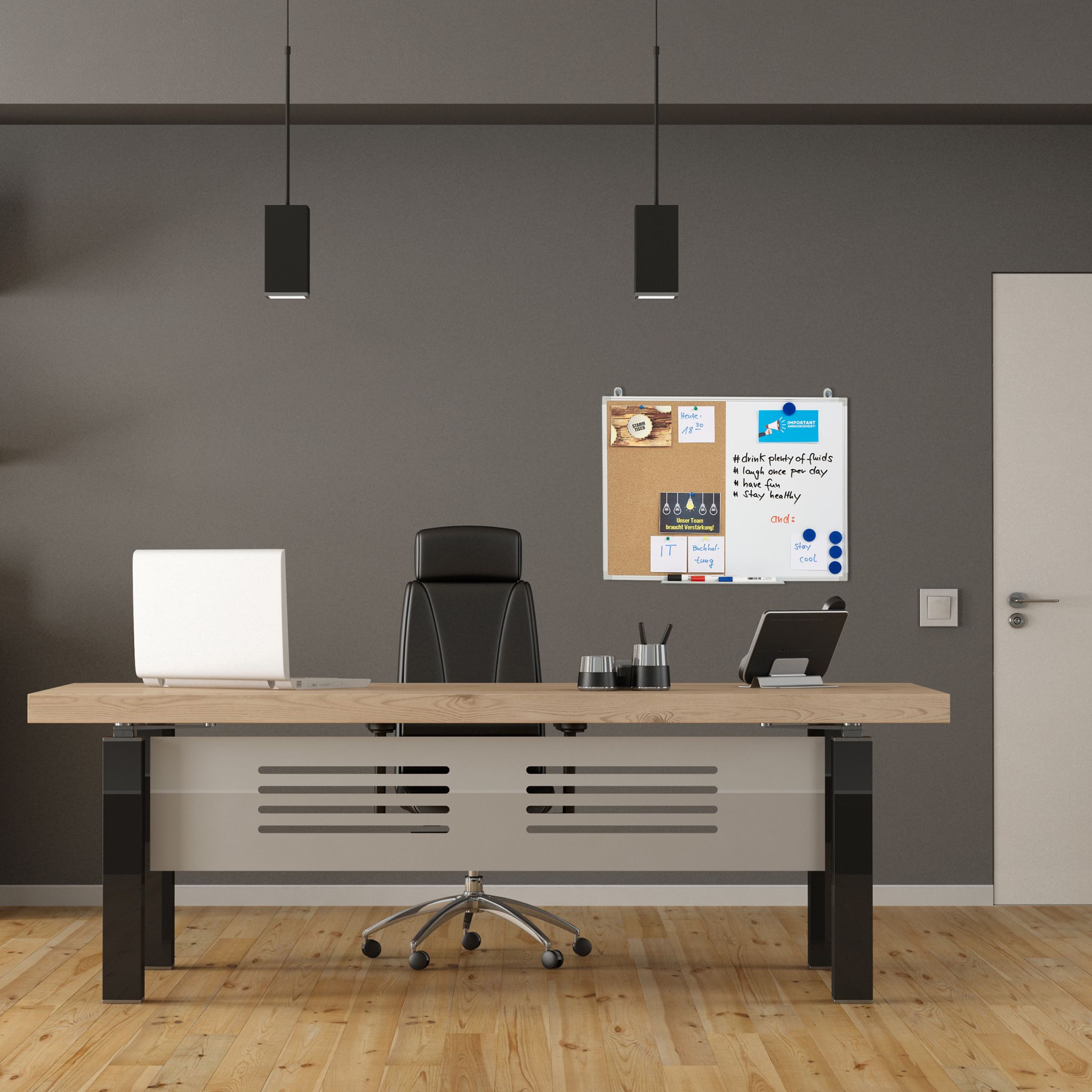 Kombitafel Pinnwand & Magnettafel Weiss-Hellbraun-Silber von Relaxdays