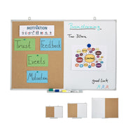 Kombitafel Pinnwand & Magnettafel Weiss-Hellbraun-Silber von Relaxdays