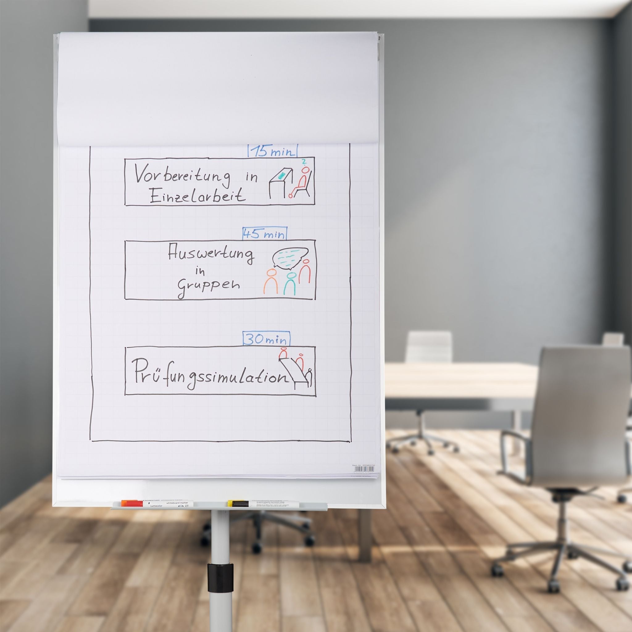 Flipchart mobil Weiss-Silber von Relaxdays