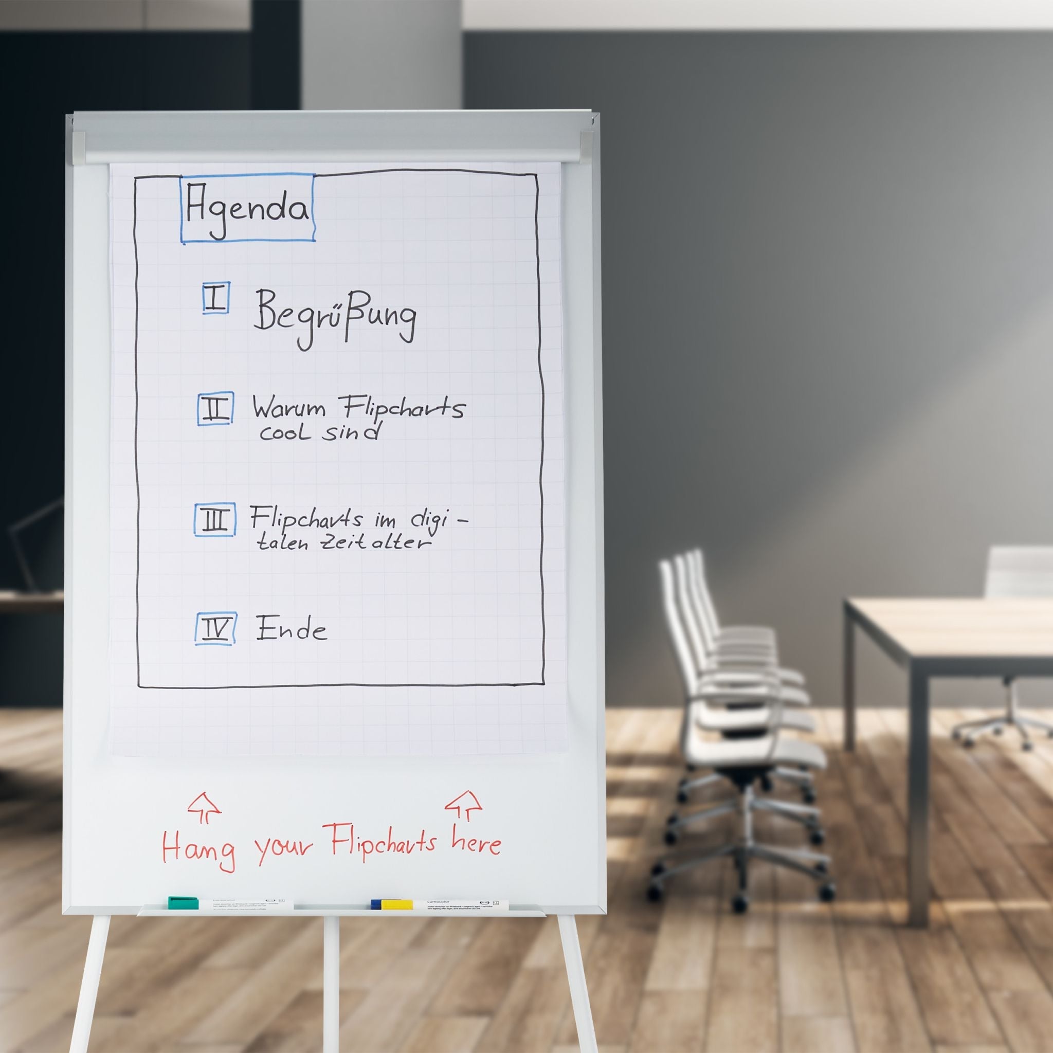 Flipchart Whiteboard Weiss-Silber