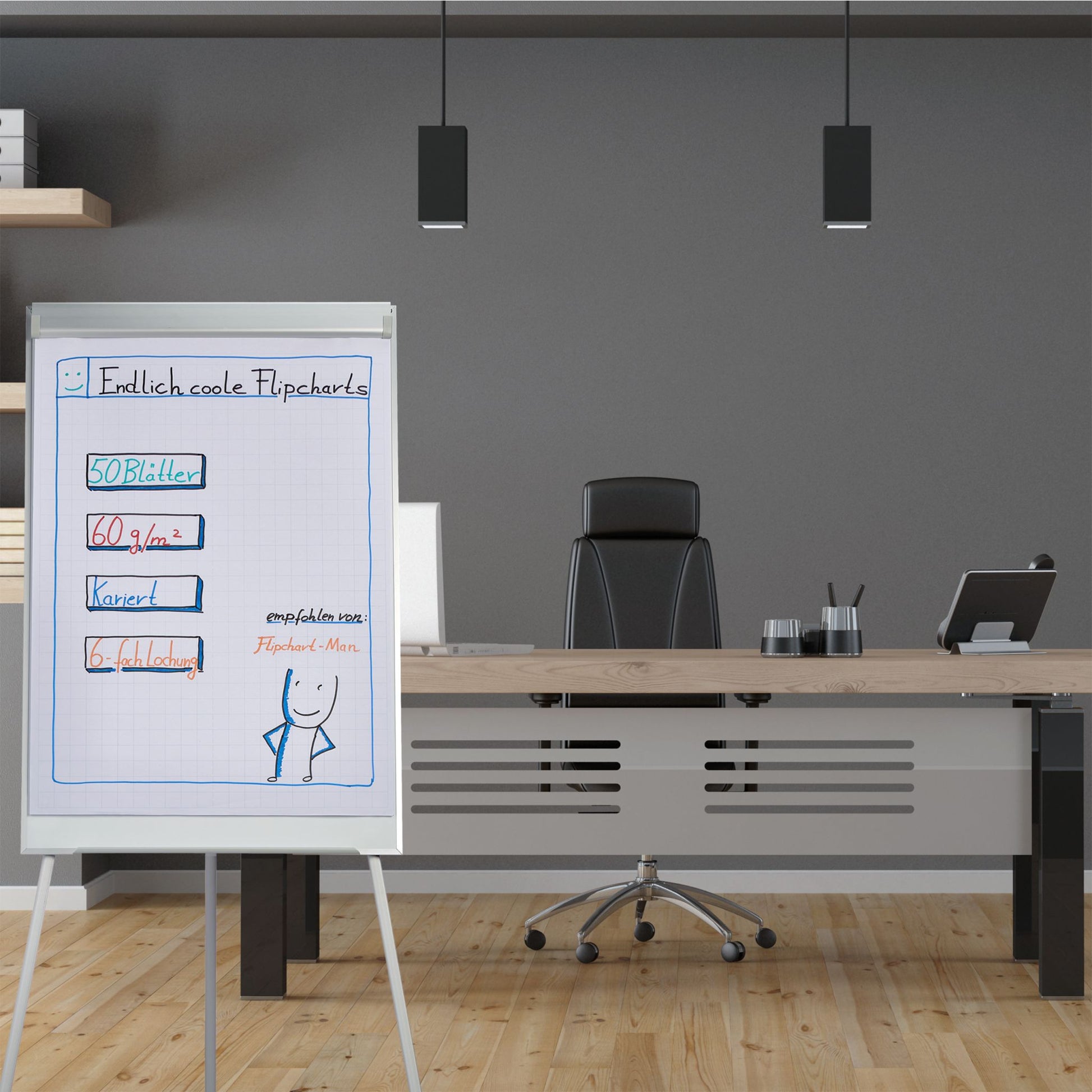 Flipchart Papier 50 Blatt Weiss-Silber von Relaxdays