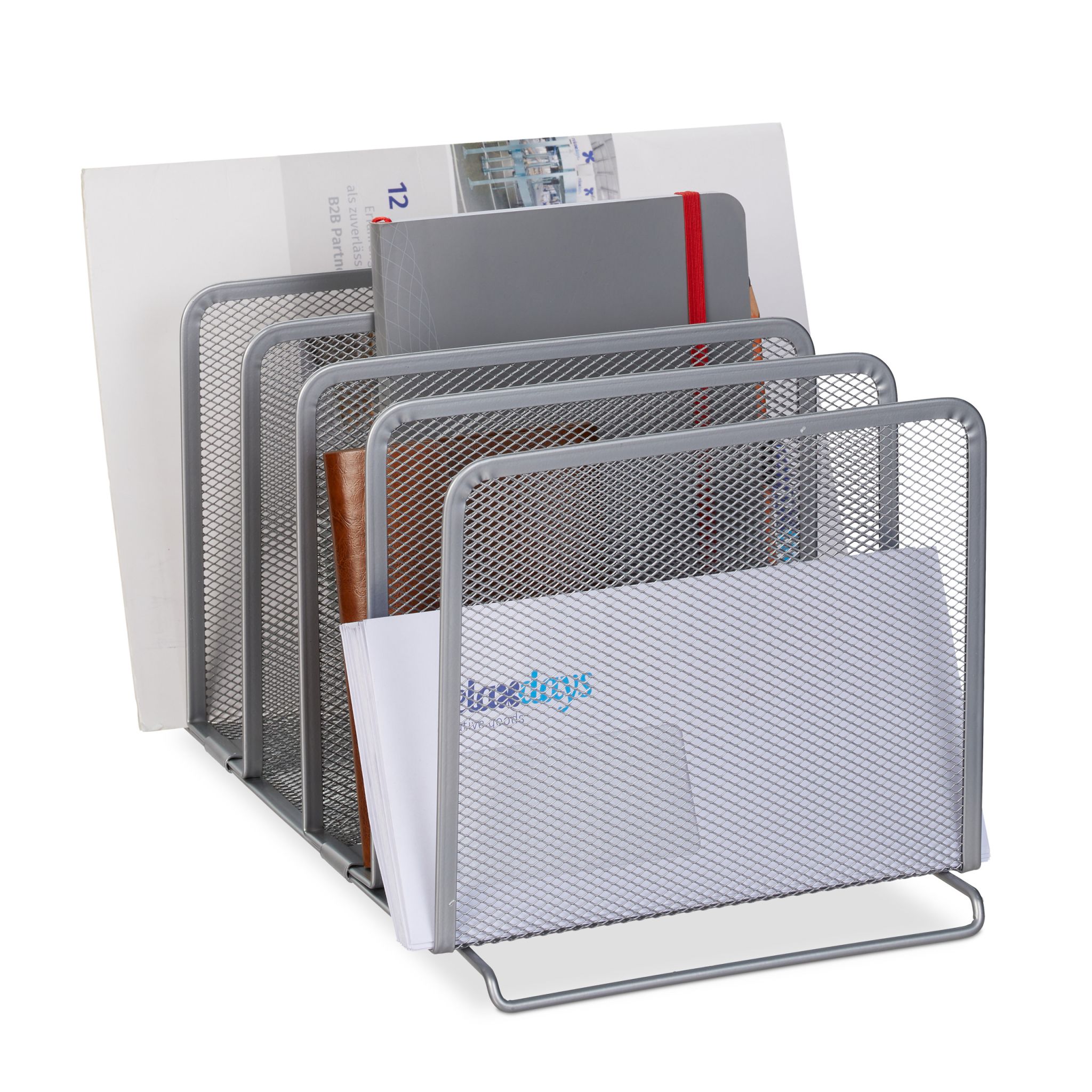 Katalogsammler mit 5 Fächern Silber von Relaxdays