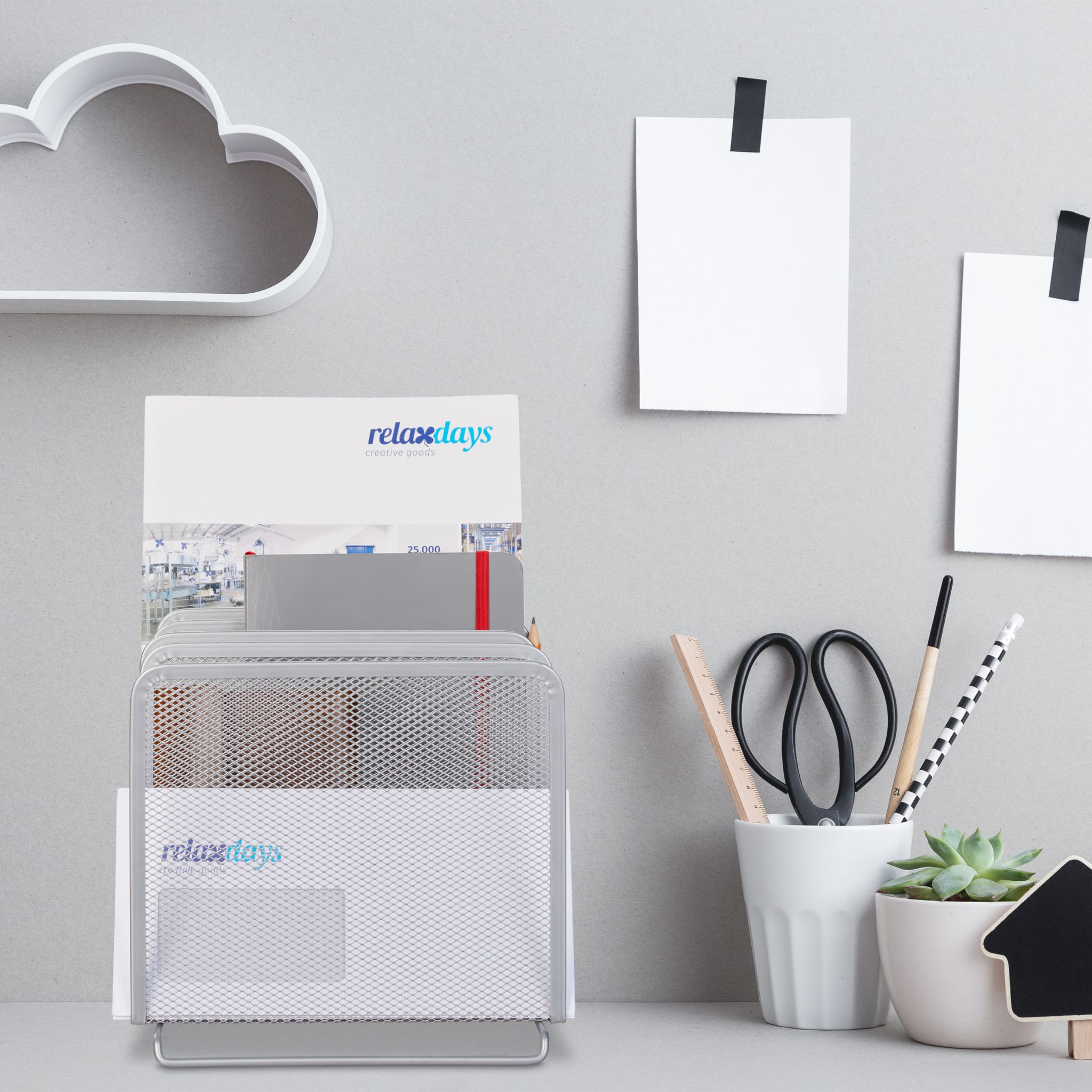 Katalogsammler mit 5 Fächern Silber von Relaxdays