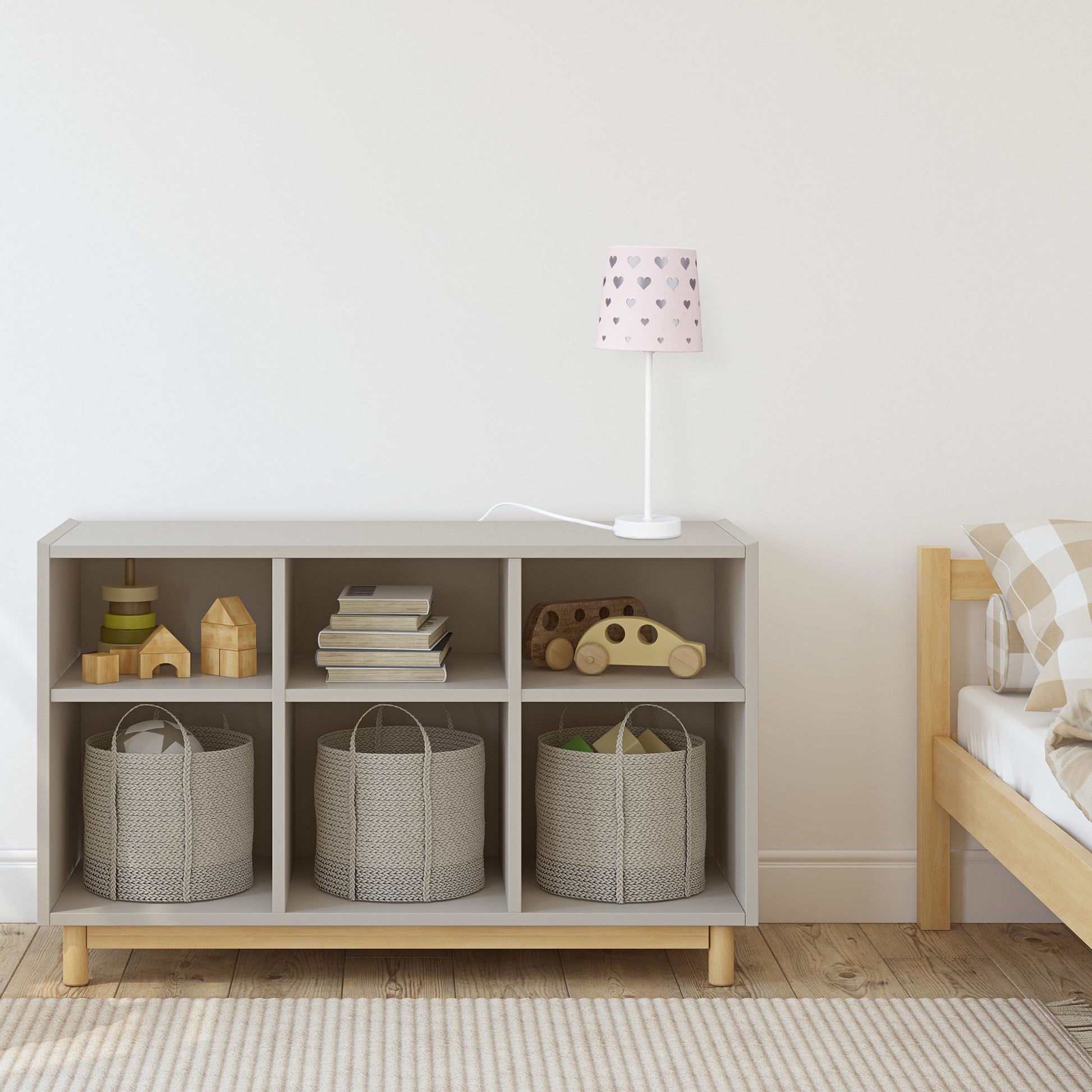 Nachttischlampe Kinder mit Herzen Rosa von Relaxdays
