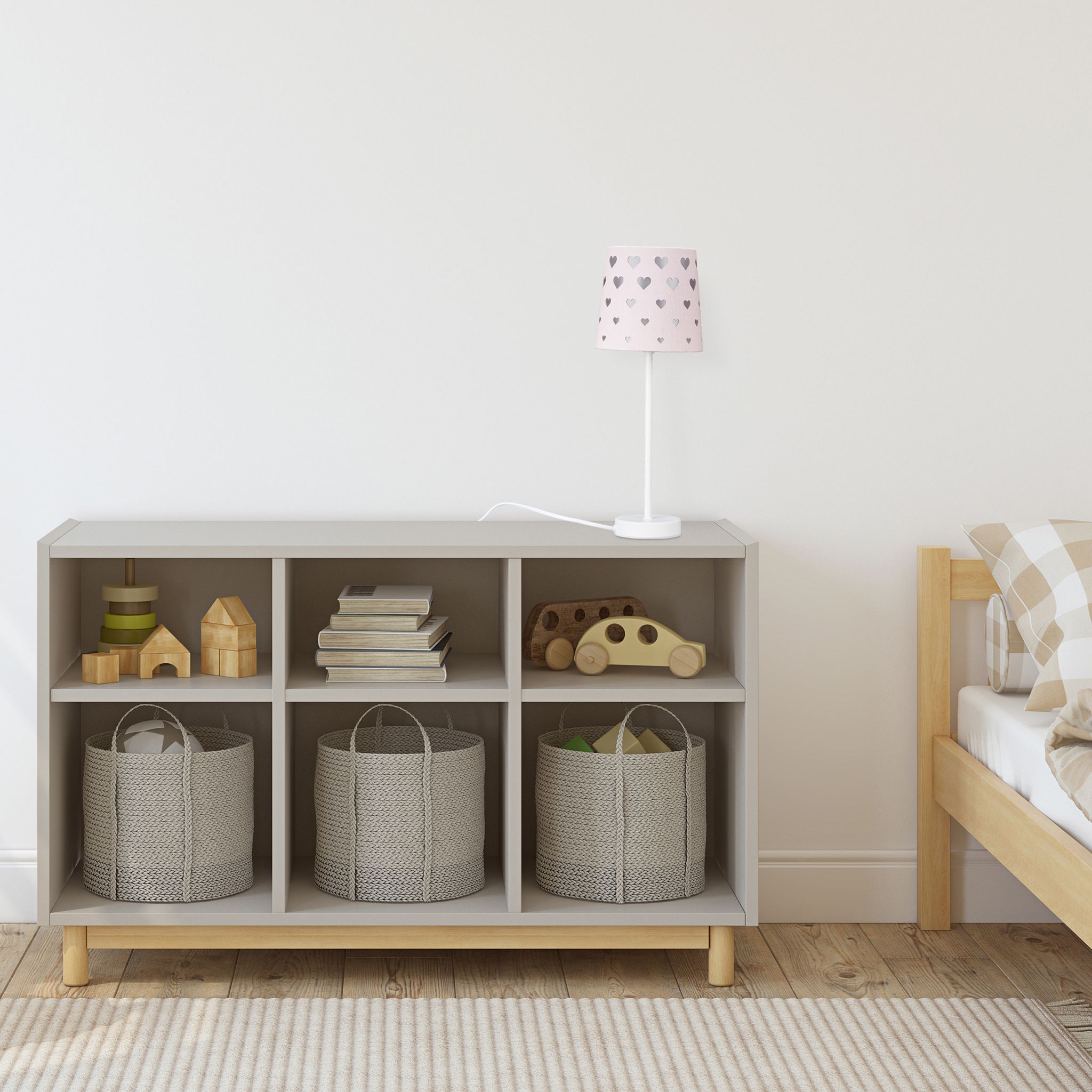 Nachttischlampe Kinder mit Herzen Rosa von Relaxdays