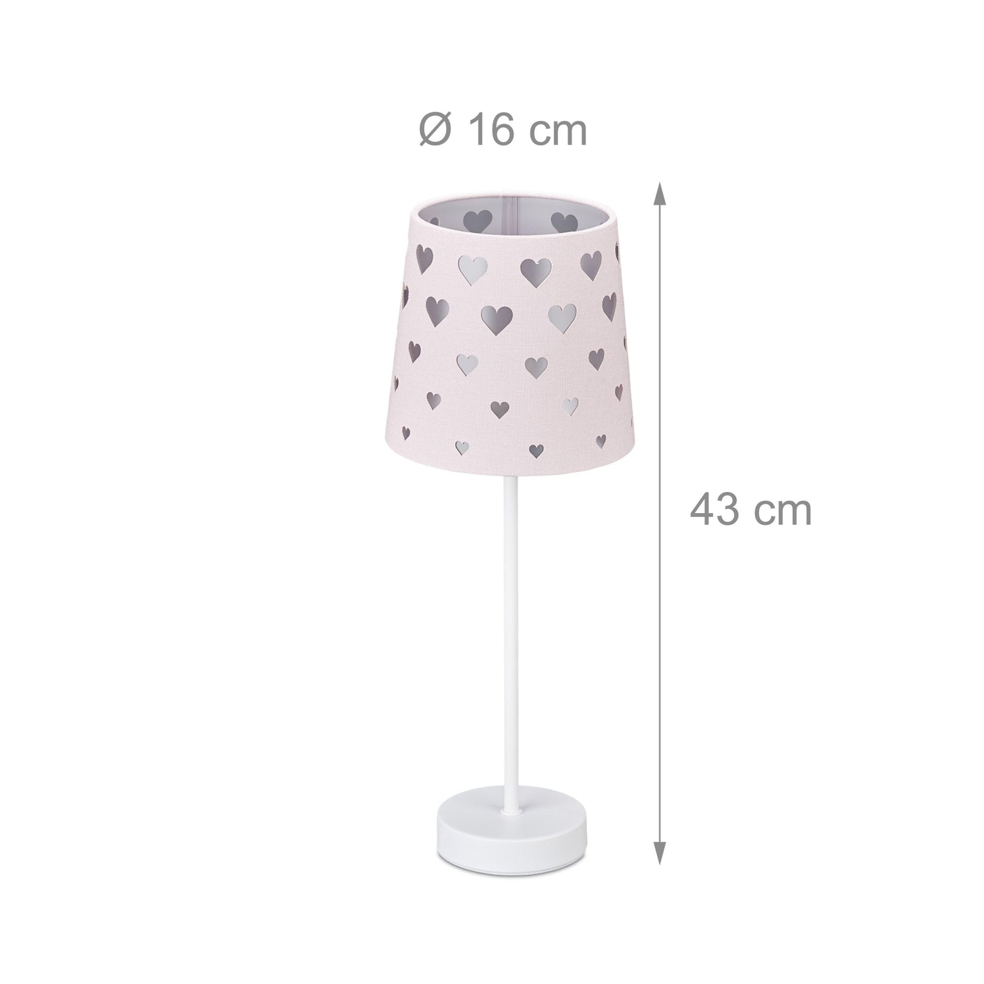 Nachttischlampe Kinder mit Herzen Rosa von Relaxdays