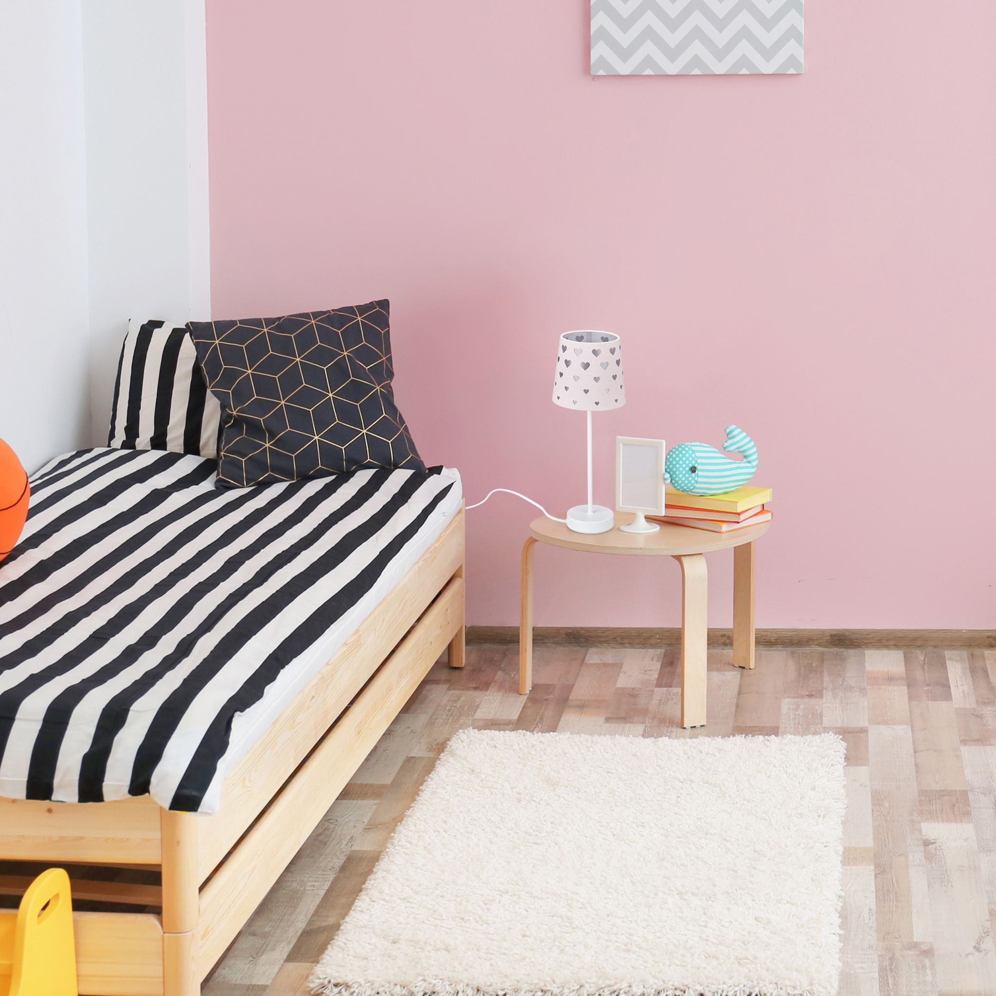 Nachttischlampe Kinder mit Herzen Rosa von Relaxdays