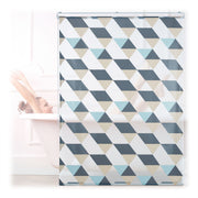 Duschrollo mit geometrischem Design Beige-Blau-Grau von Relaxdays