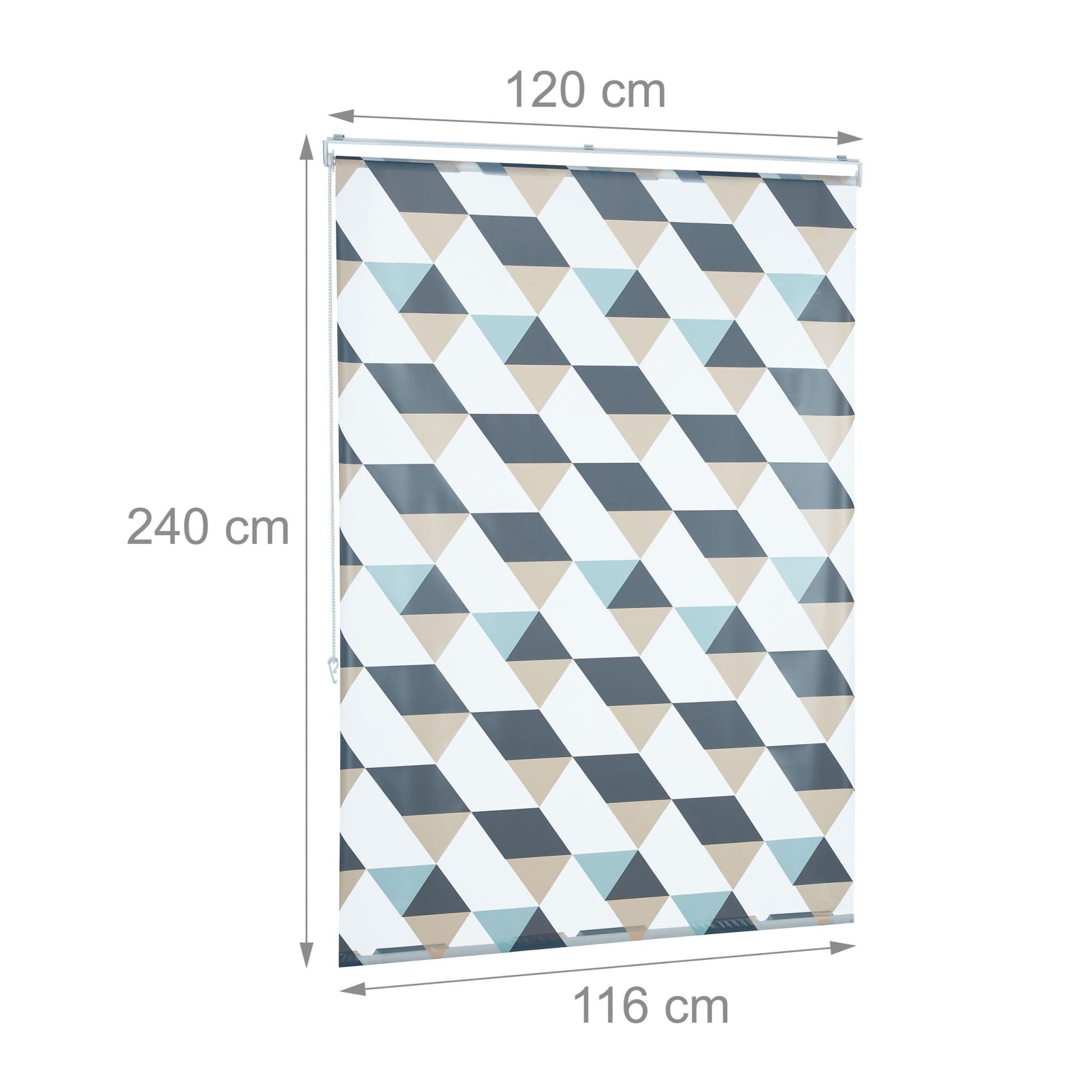 Duschrollo mit geometrischem Design Beige-Blau-Grau von Relaxdays