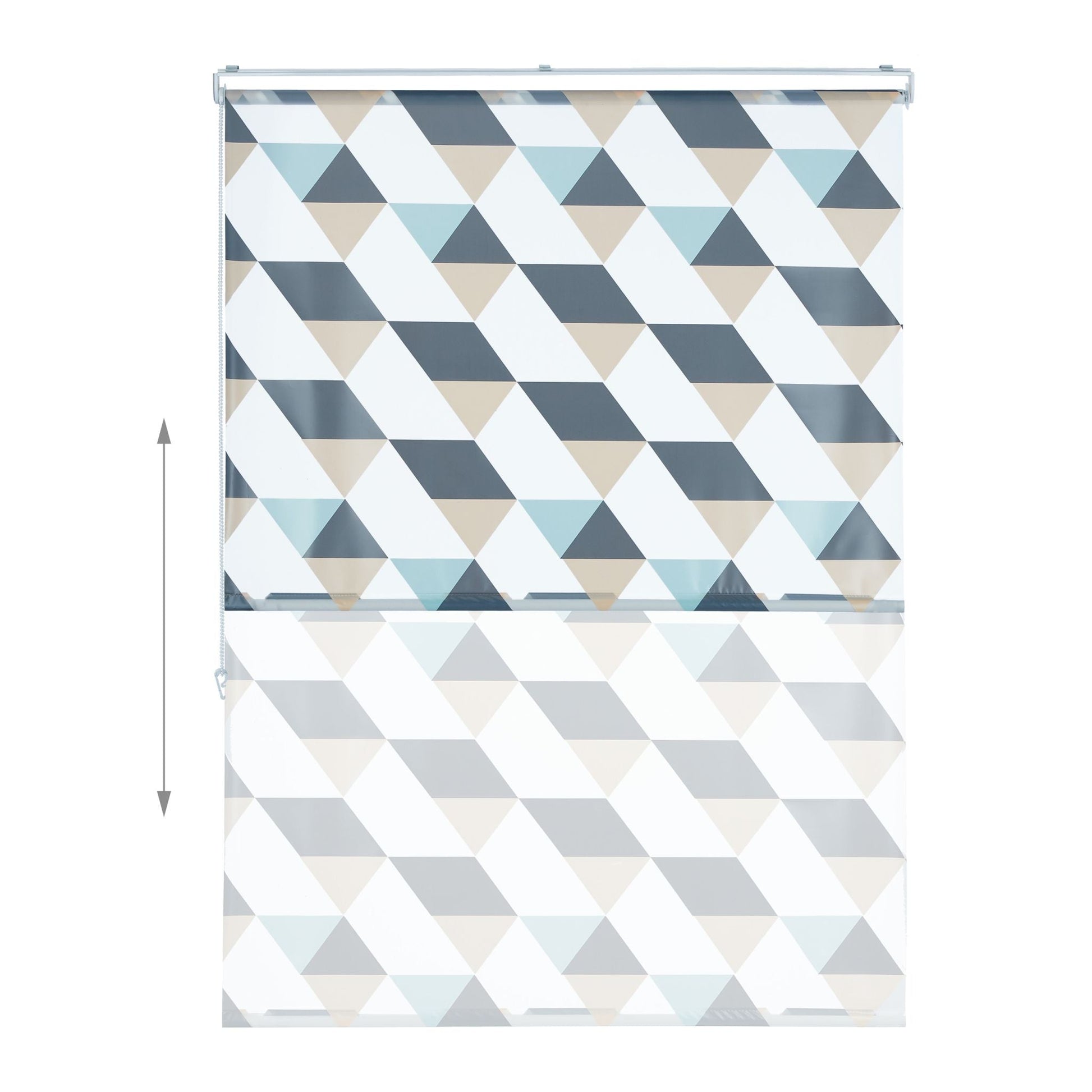 Duschrollo mit geometrischem Design Beige-Blau-Grau von Relaxdays