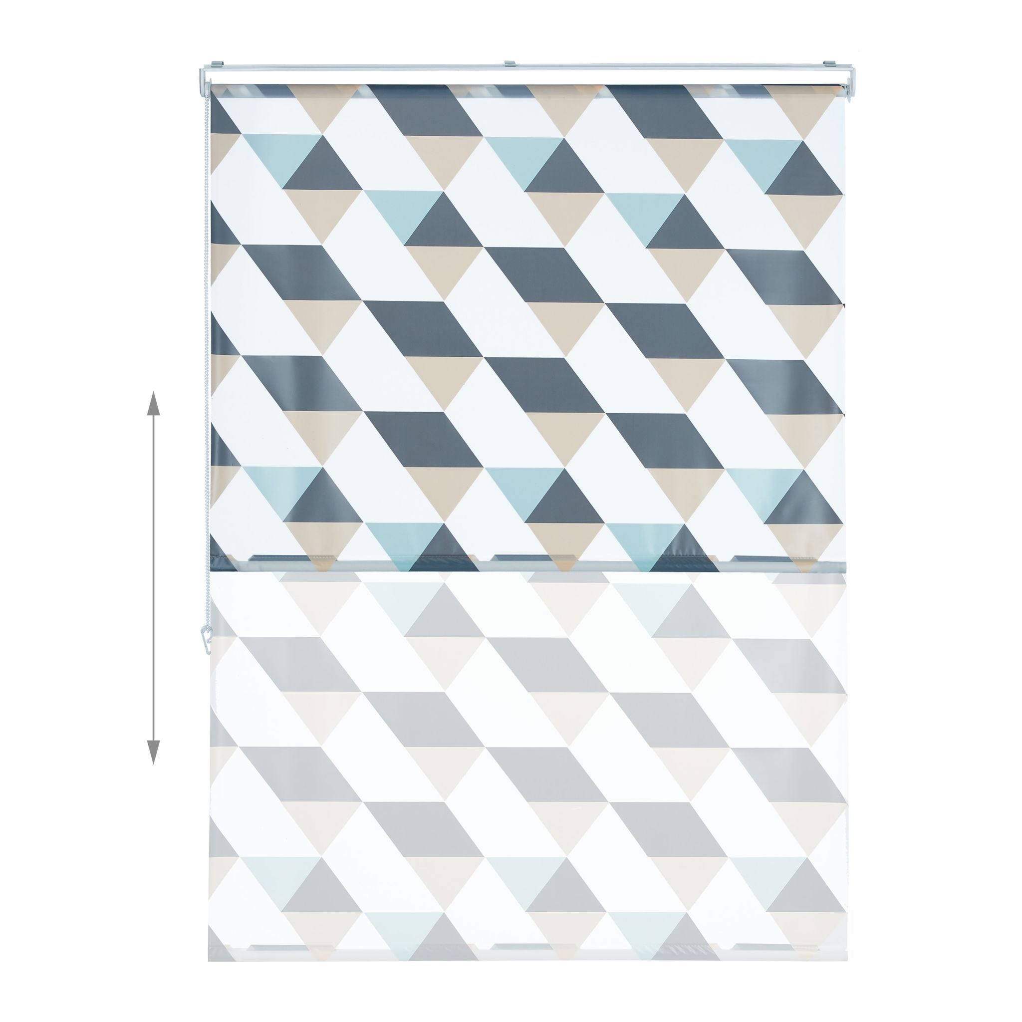 Duschrollo mit geometrischem Design Beige-Blau-Grau von Relaxdays