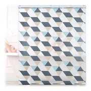 Duschrollo mit geometrischem Design Beige-Blau-Grau von Relaxdays