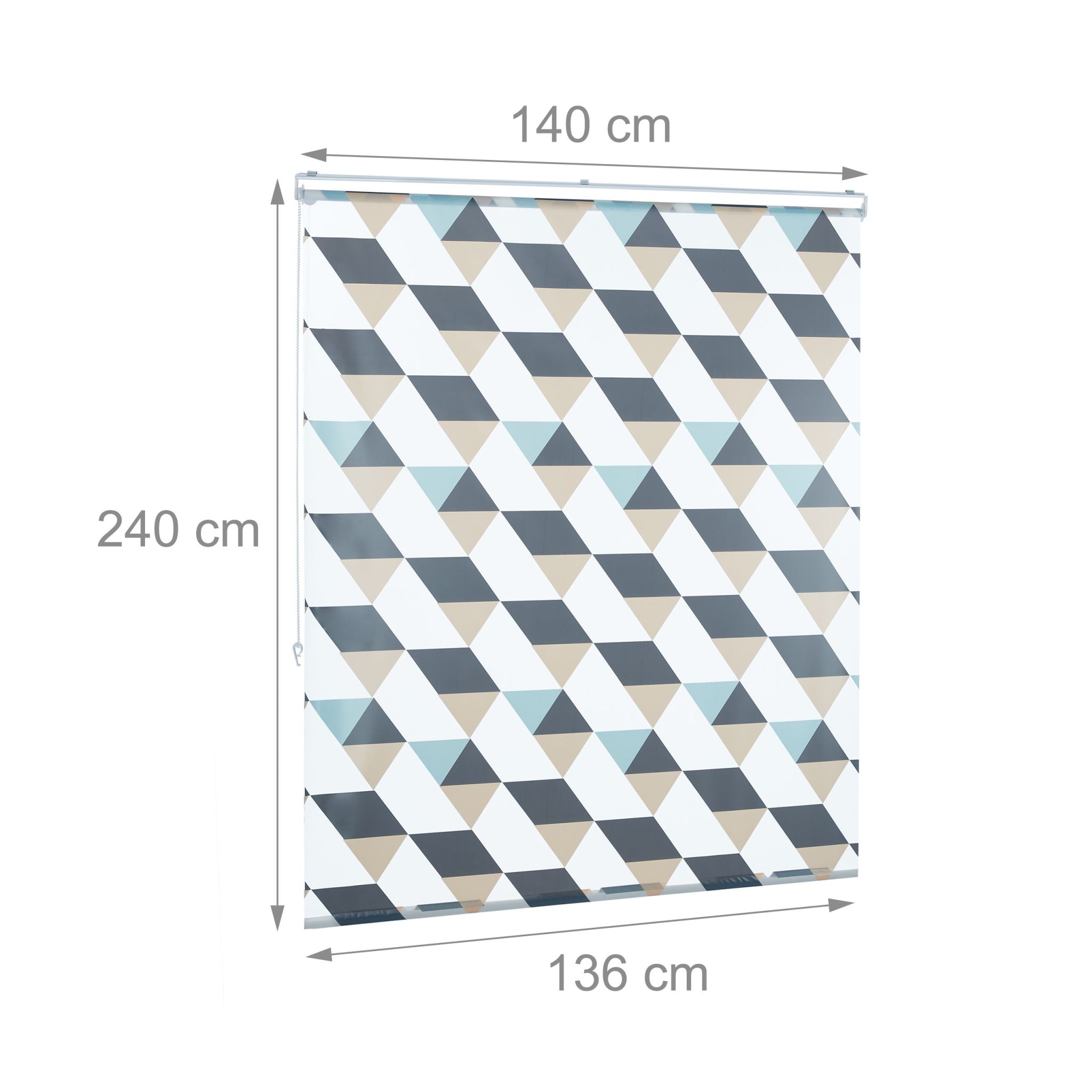 Duschrollo mit geometrischem Design Beige-Blau-Grau von Relaxdays