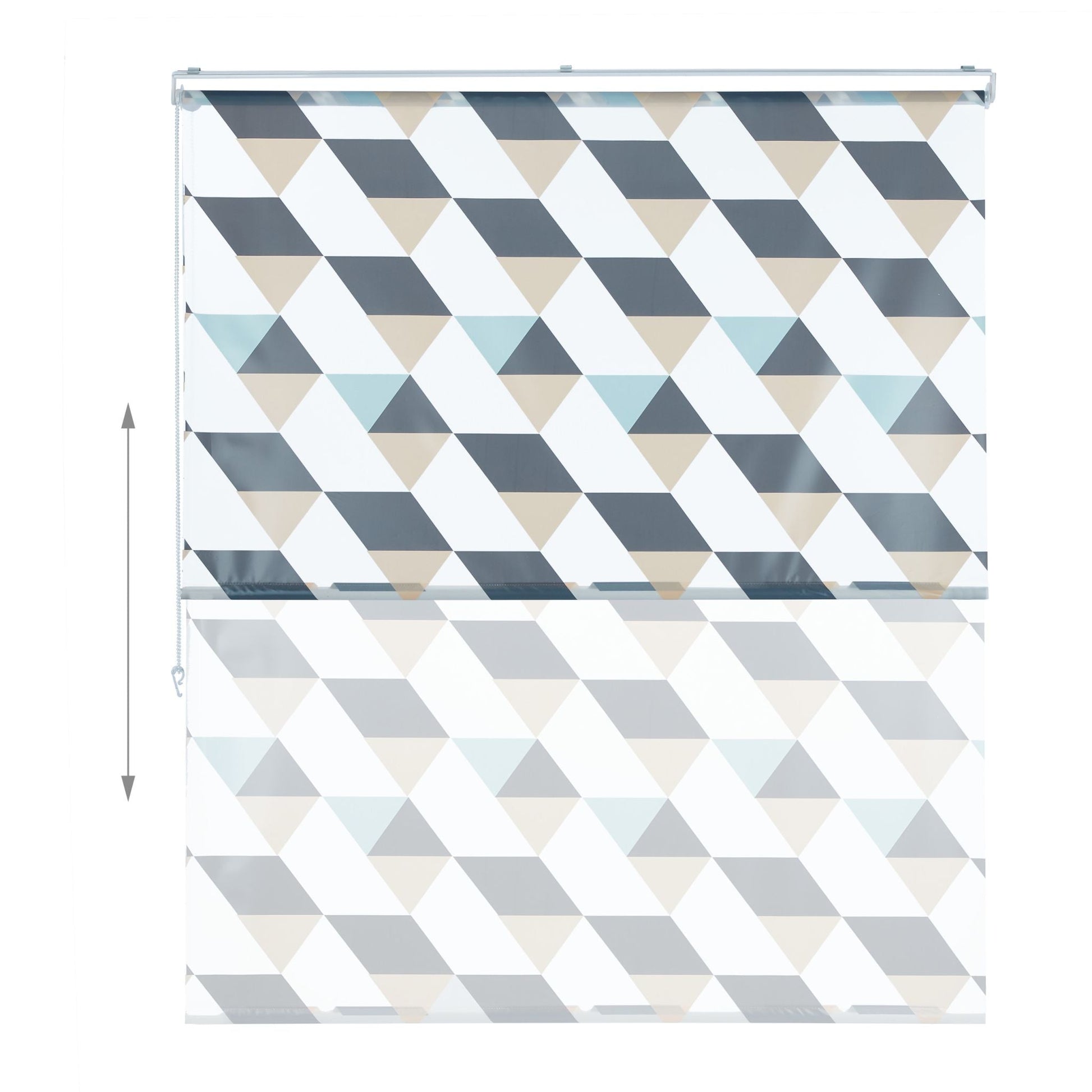 Duschrollo mit geometrischem Design Beige-Blau-Grau von Relaxdays