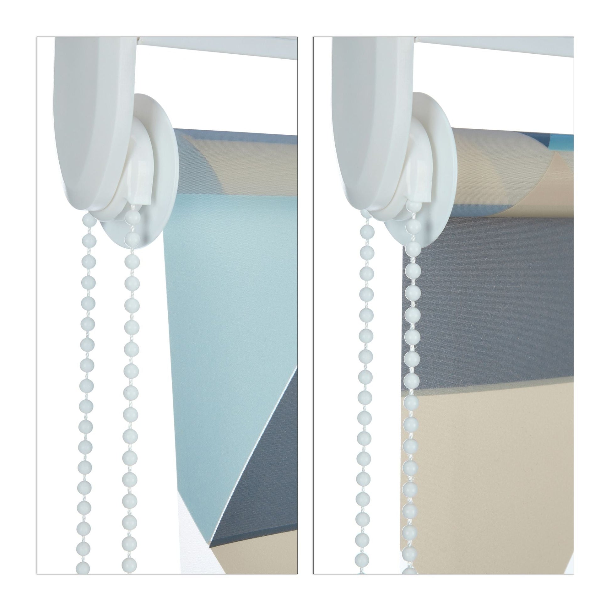 Duschrollo mit geometrischem Design Beige-Blau-Grau von Relaxdays