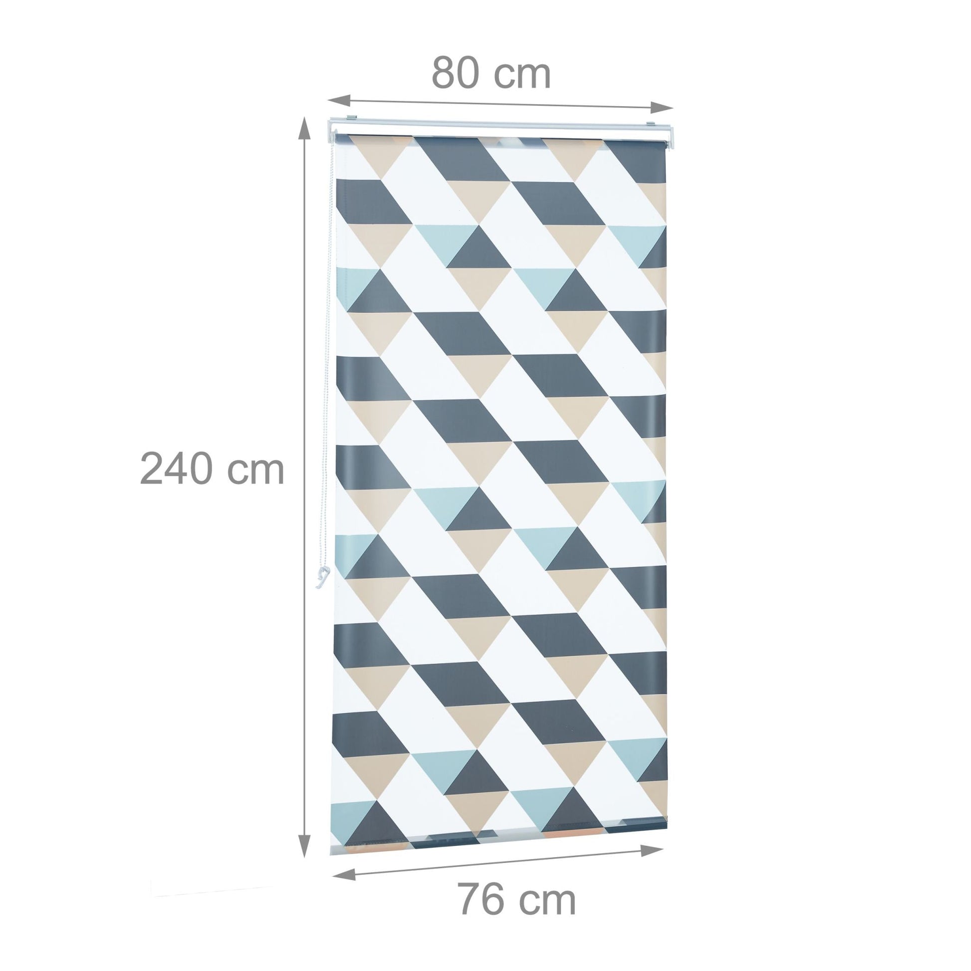 Duschrollo mit geometrischem Design Beige-Blau-Grau von Relaxdays