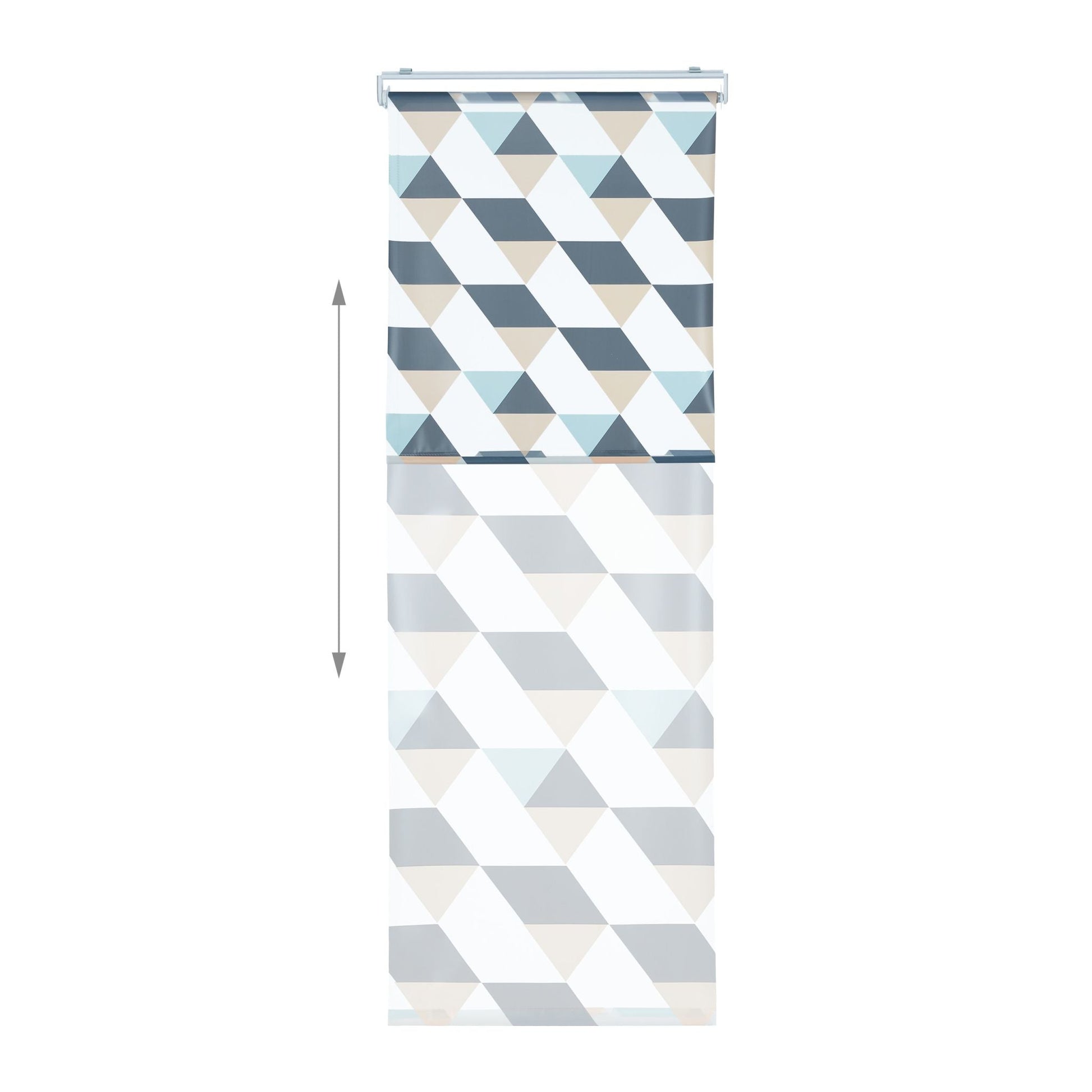 Duschrollo mit geometrischem Design Beige-Blau-Grau von Relaxdays
