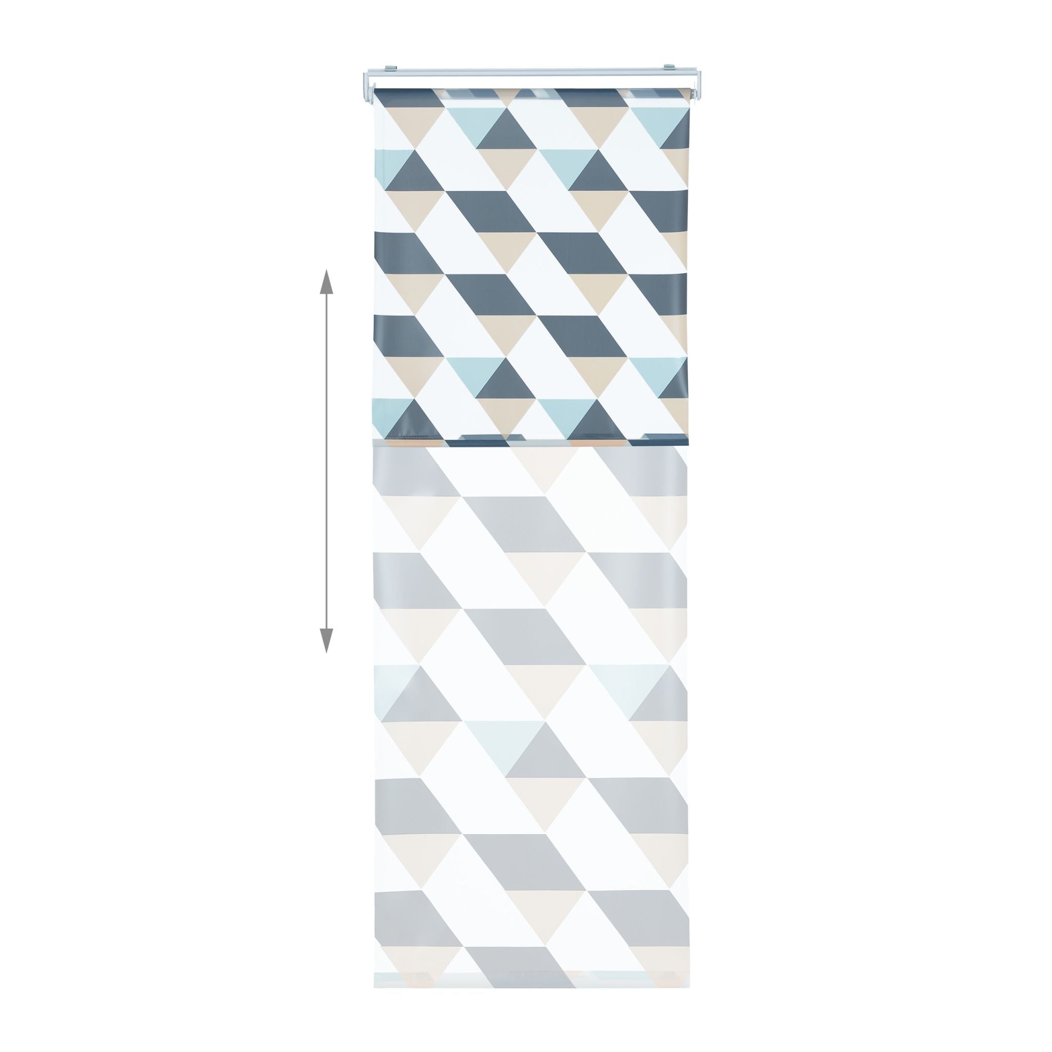 Duschrollo mit geometrischem Design Beige-Blau-Grau von Relaxdays