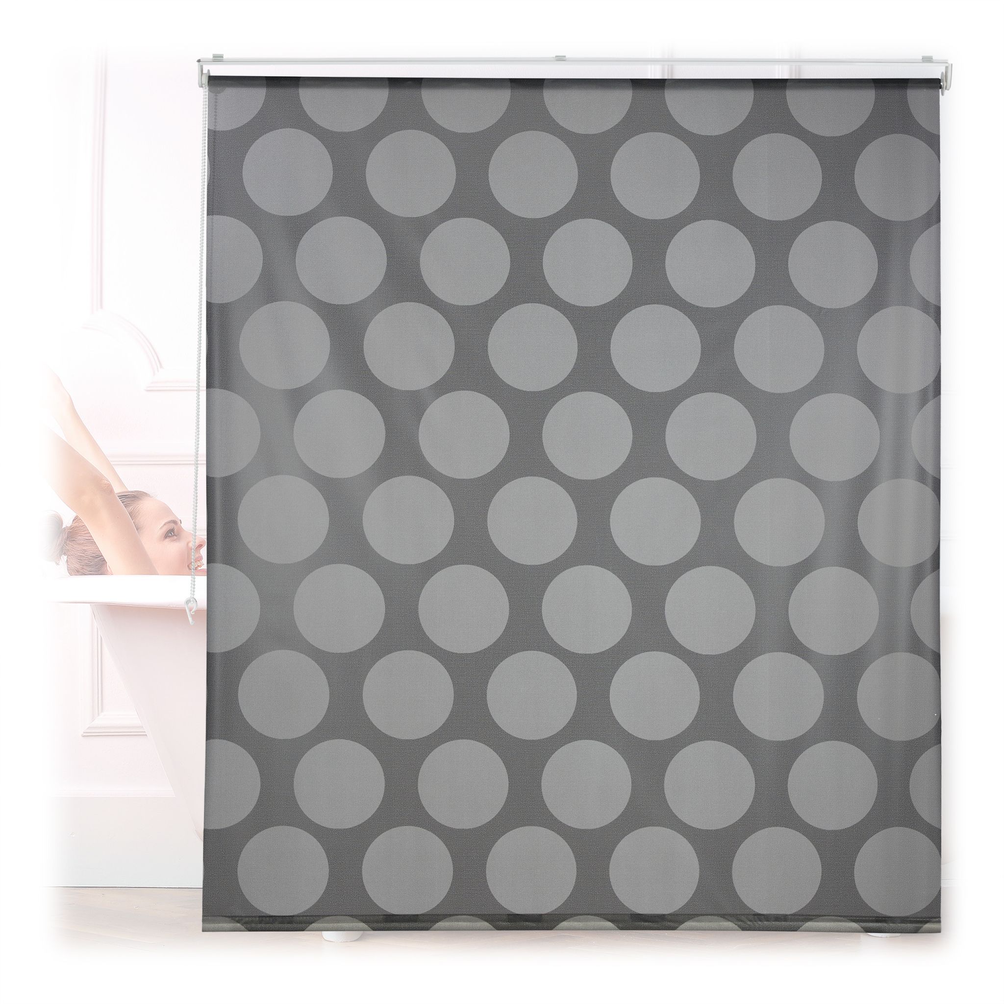 Duschrollo Punkte Grau von Relaxdays
