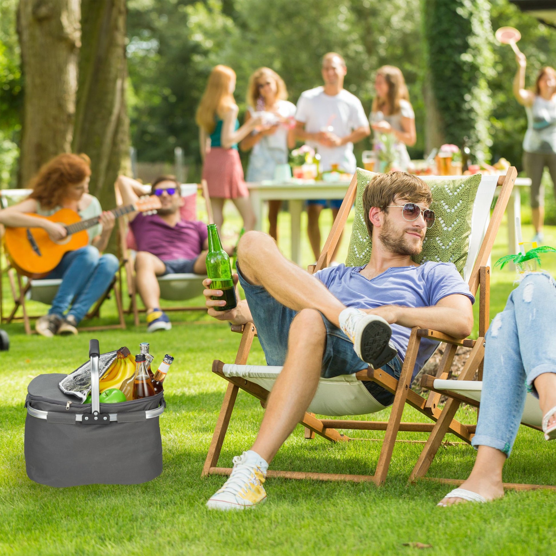 Einkaufskorb mit Kühlfunktion Silber-Grau von Relaxdays