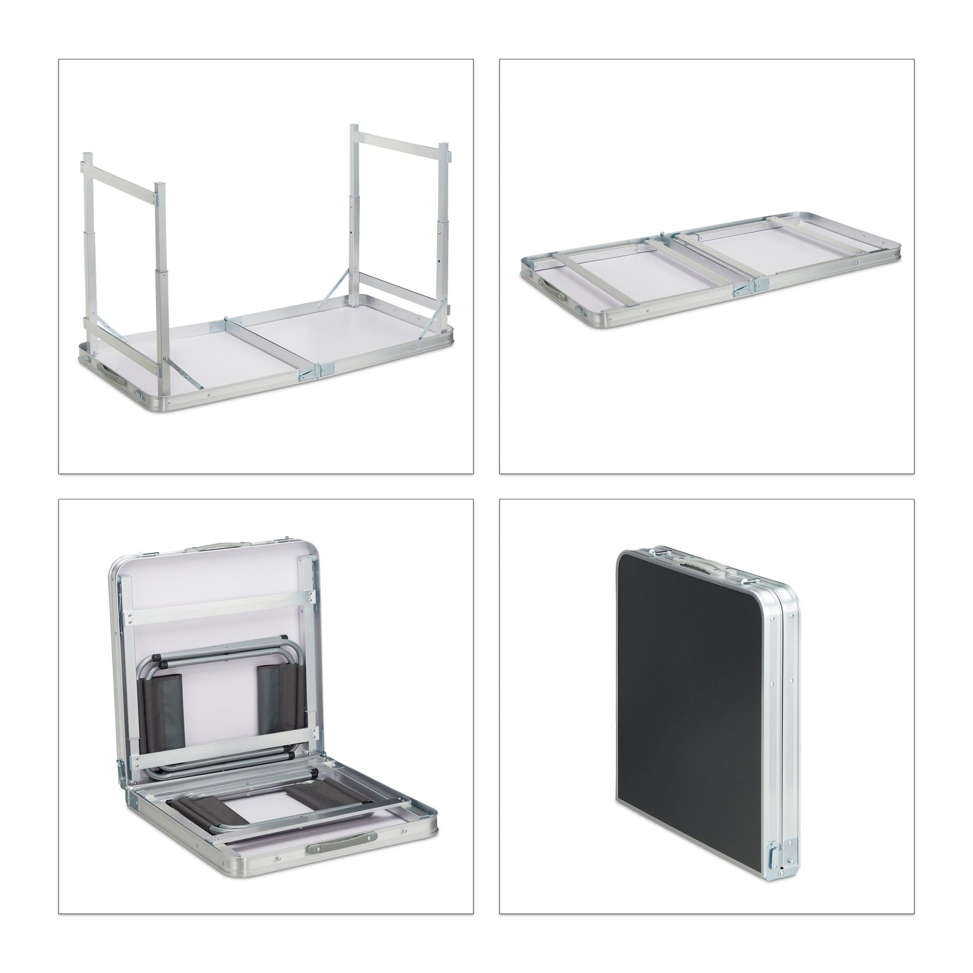 Campingtisch Set Silber-Grau von Relaxdays