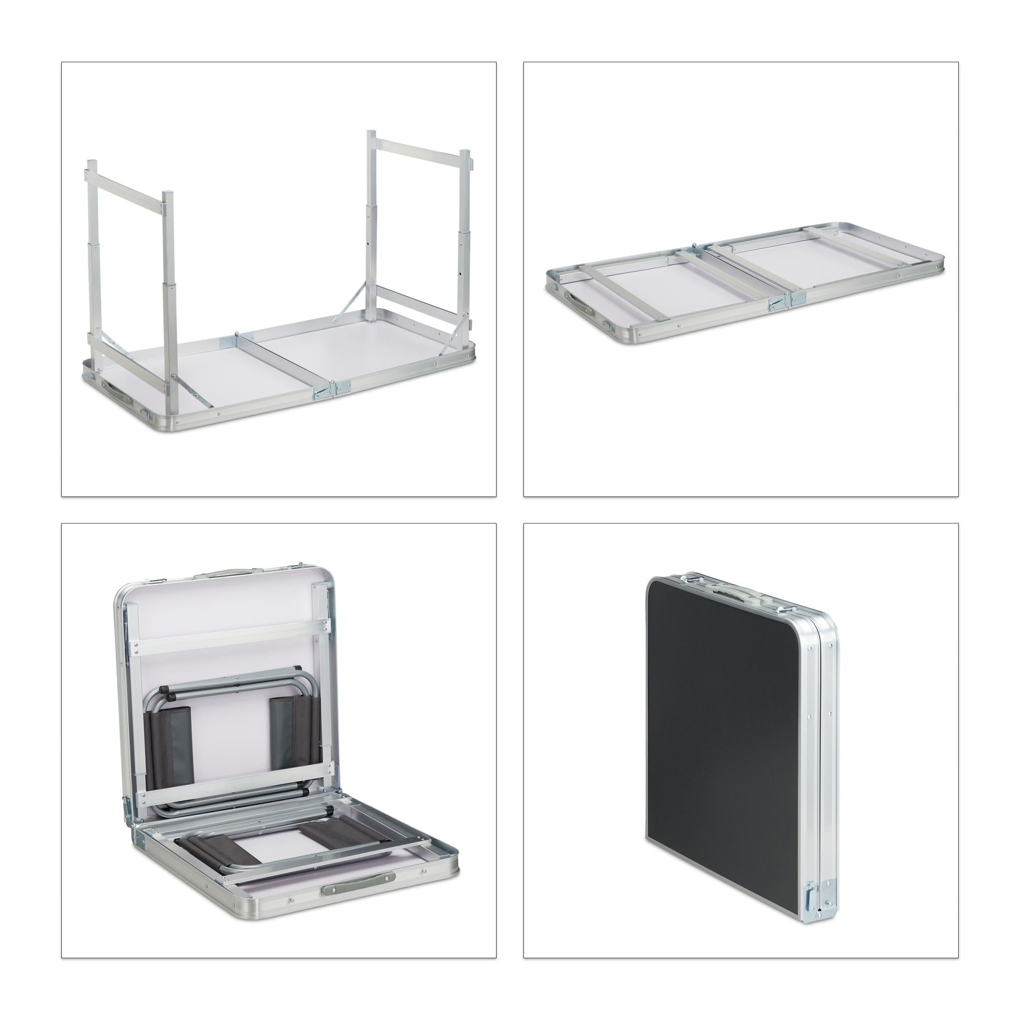 Campingtisch Set Silber-Grau von Relaxdays