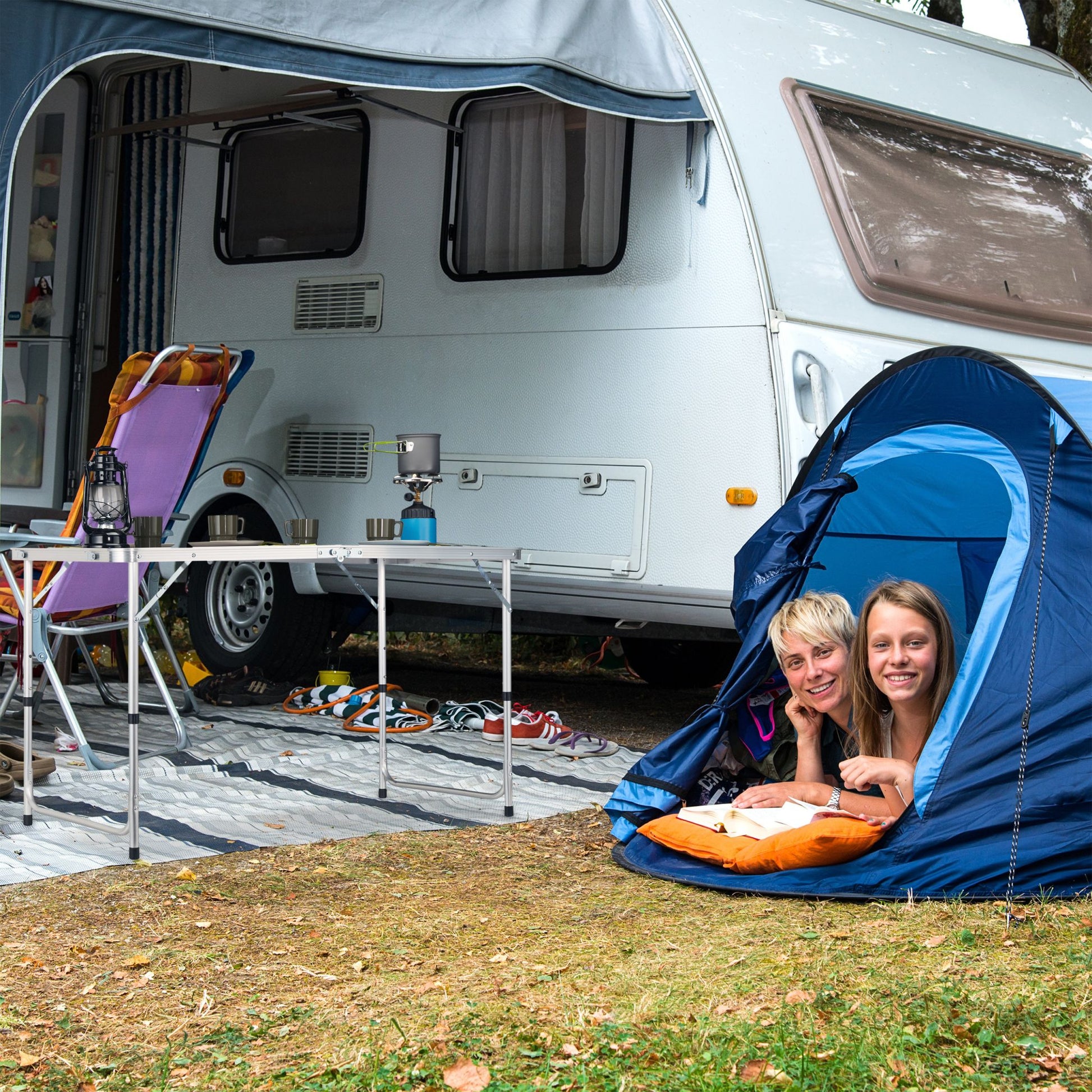 Campingtisch klappbar Silber-Grau von Relaxdays