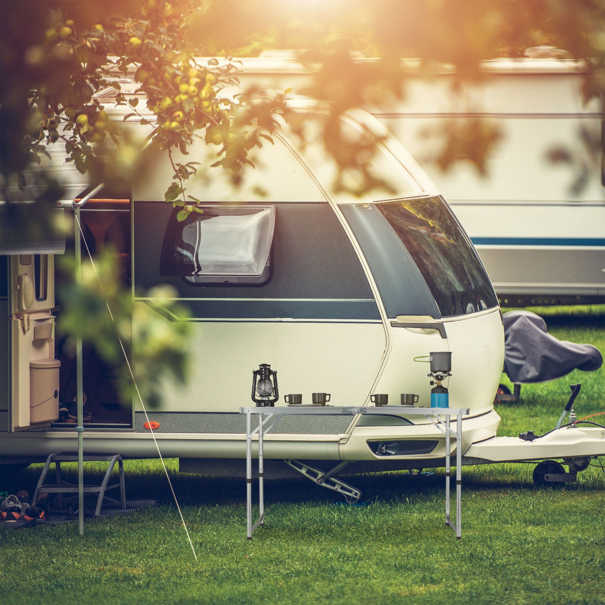 Campingtisch klappbar Silber-Grau von Relaxdays