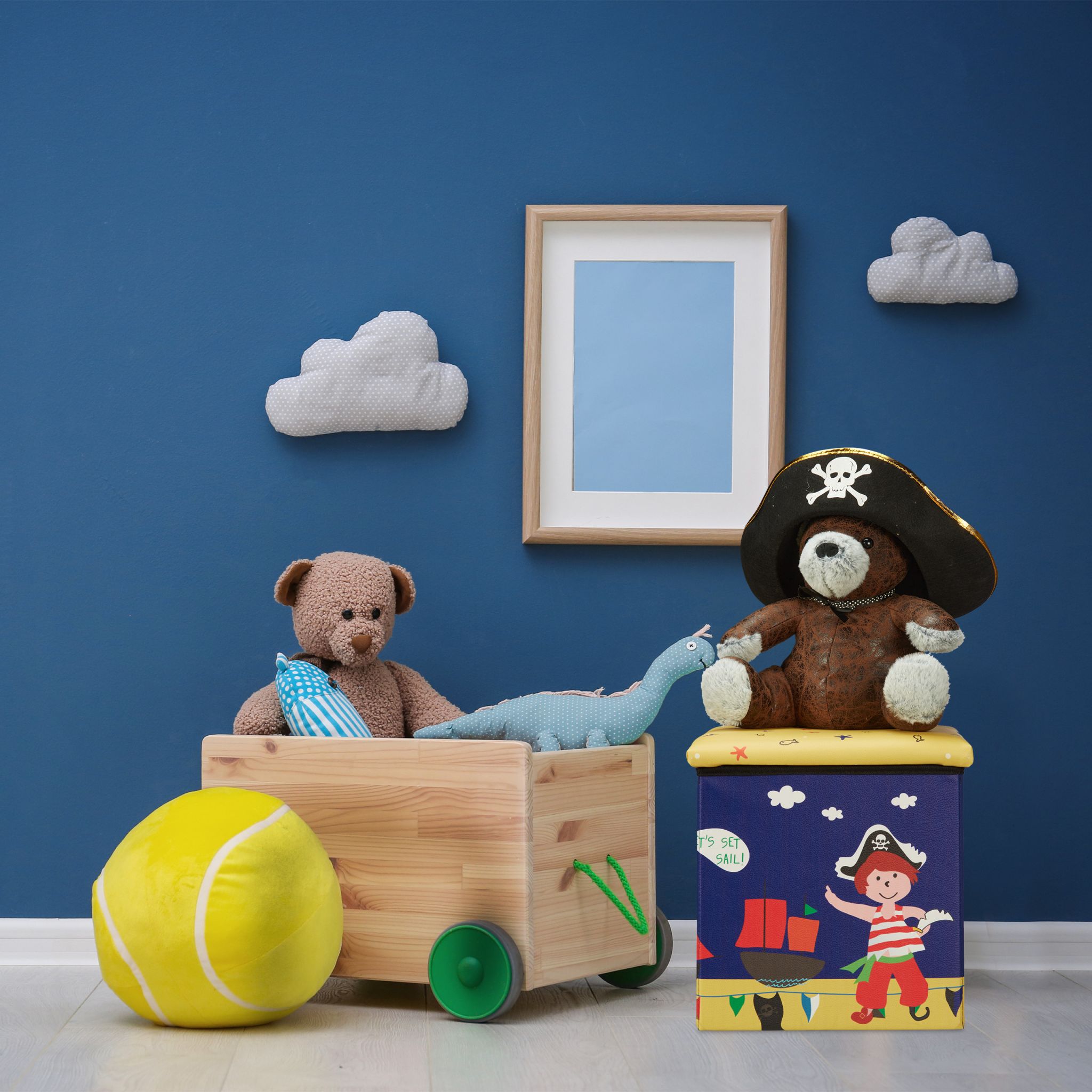 Sitzhocker Kinder Blau-Gelb von Relaxdays