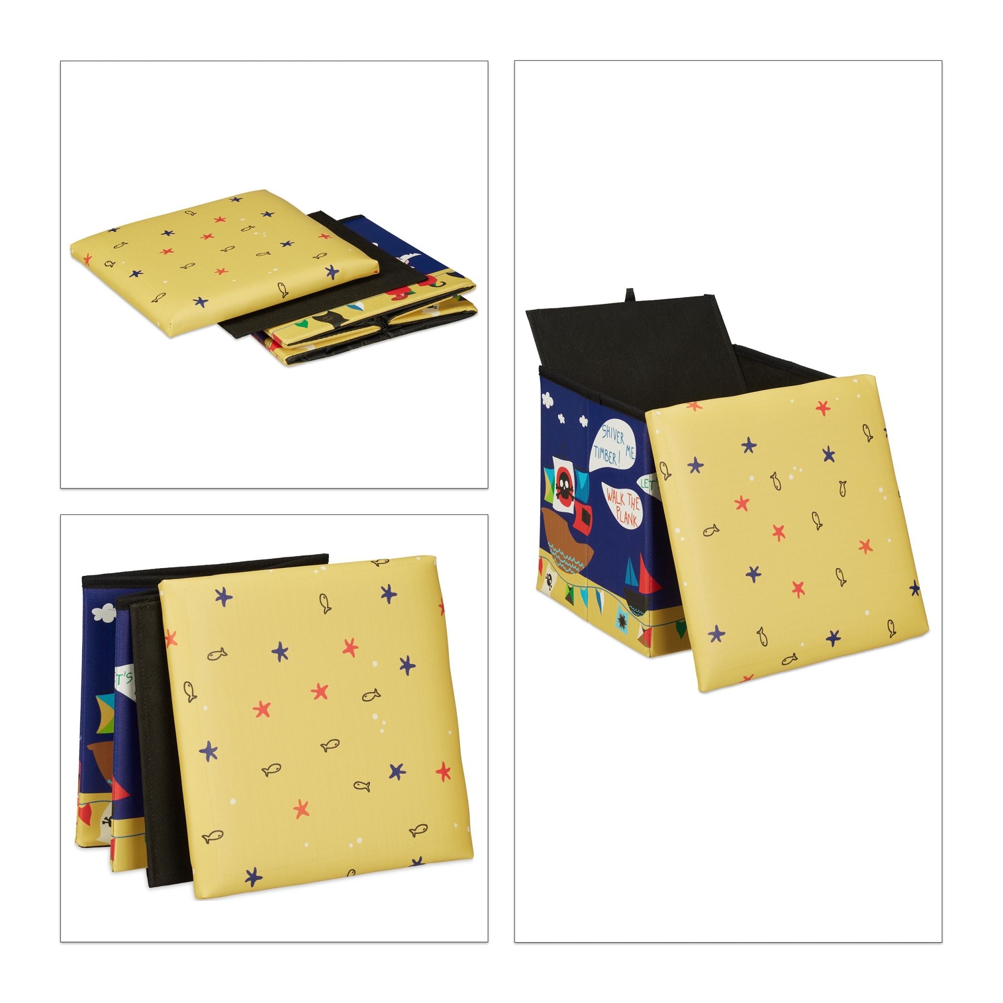 Sitzhocker Kinder Blau-Gelb von Relaxdays