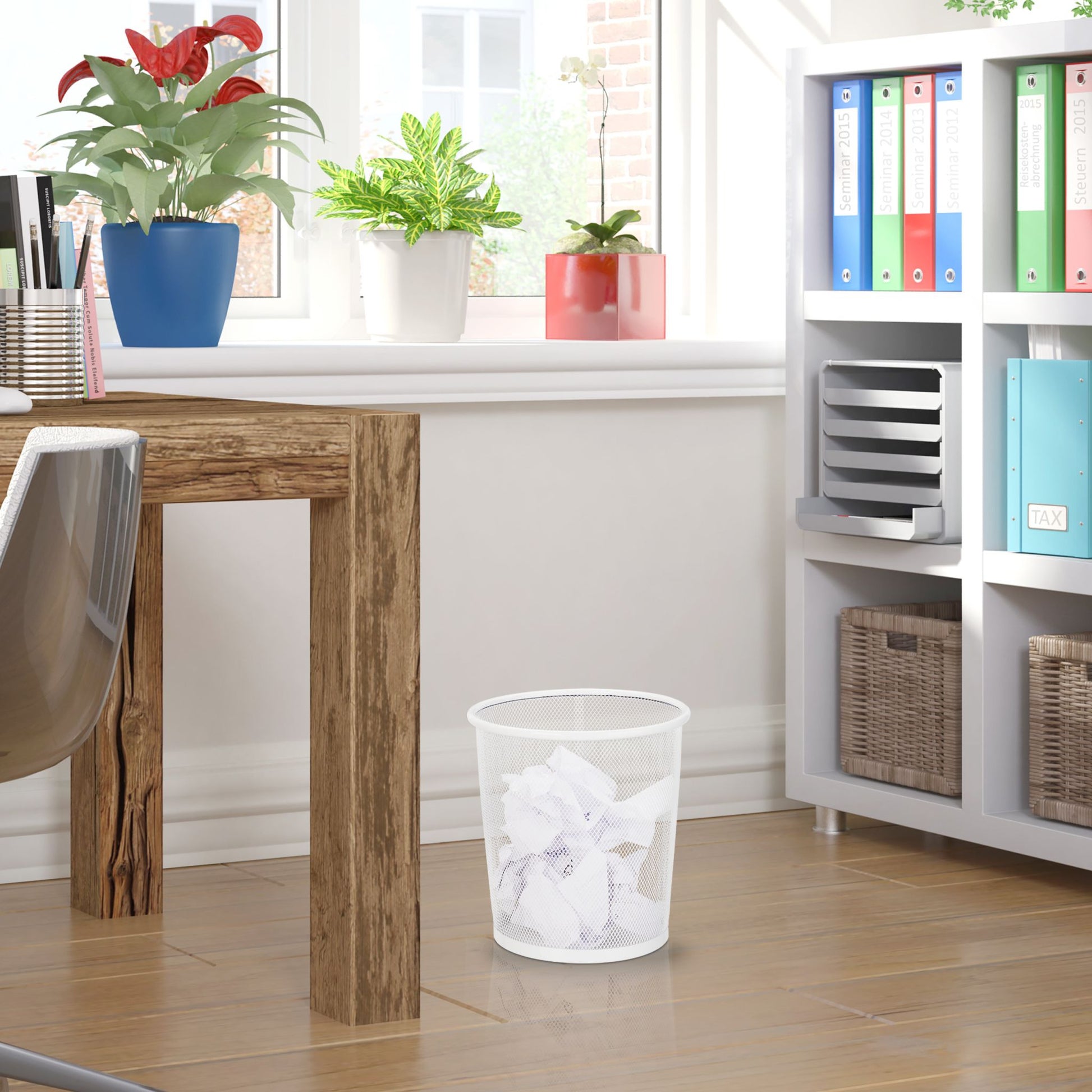 Papierkorb Drahtgeflecht Weiss von Relaxdays