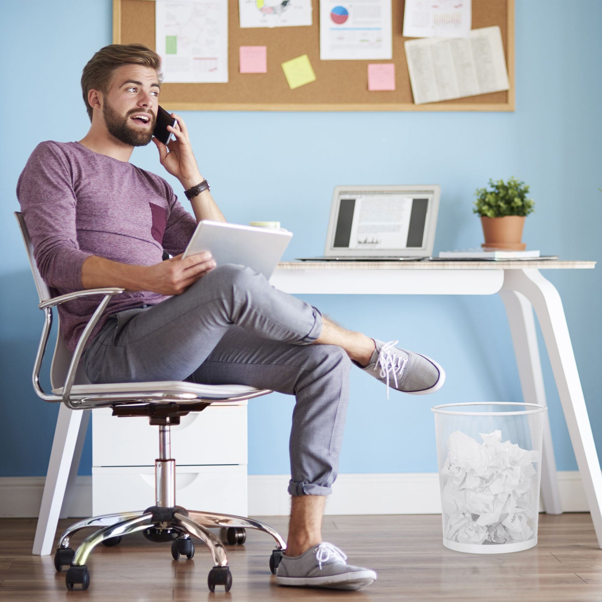 Papierkorb gross Weiss von Relaxdays