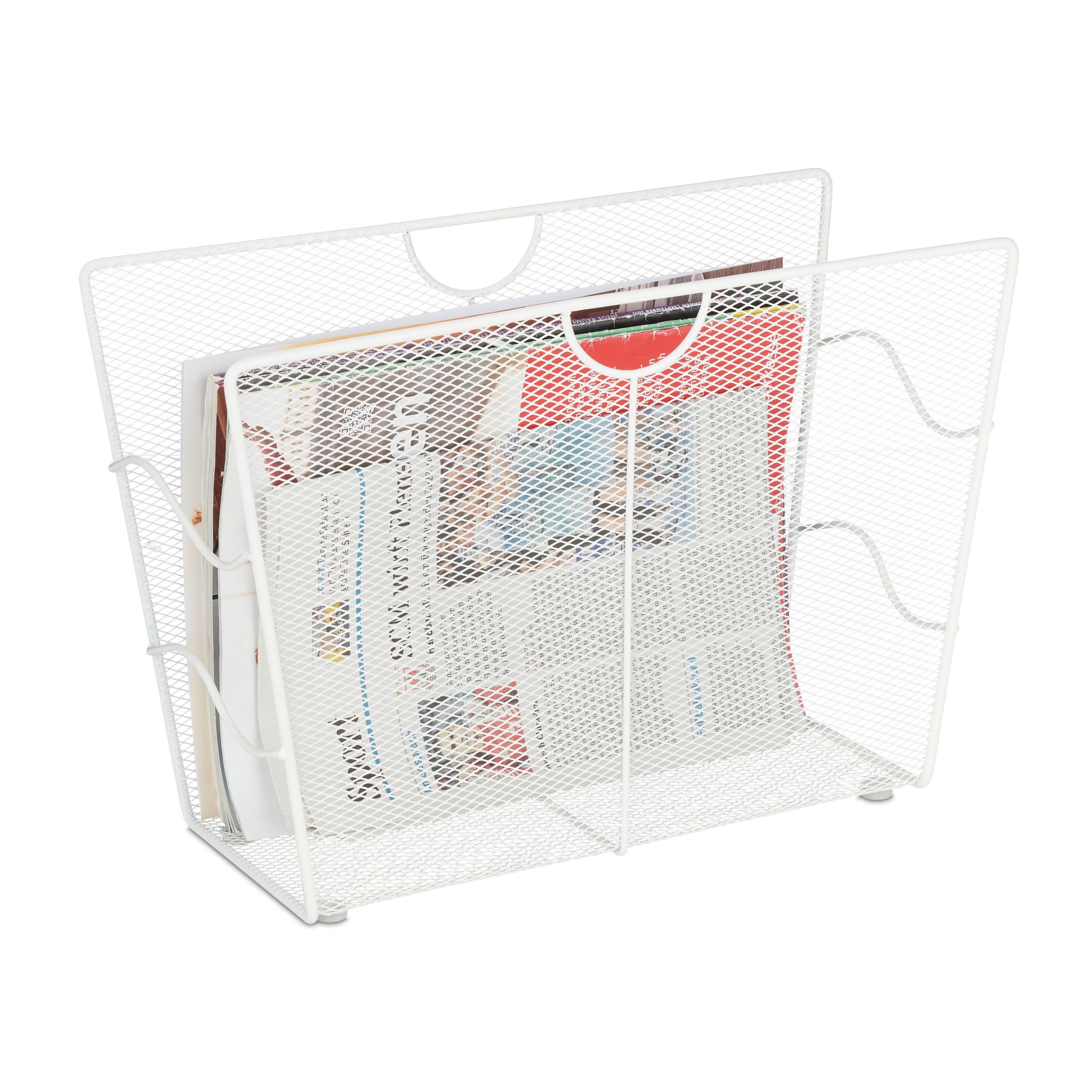 Zeitungsständer Metall weiss Weiss von Relaxdays